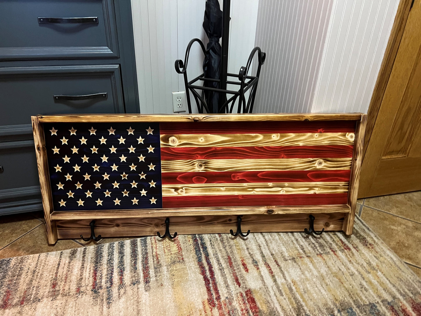 American Flag Coat Rack, USA Coat Rack