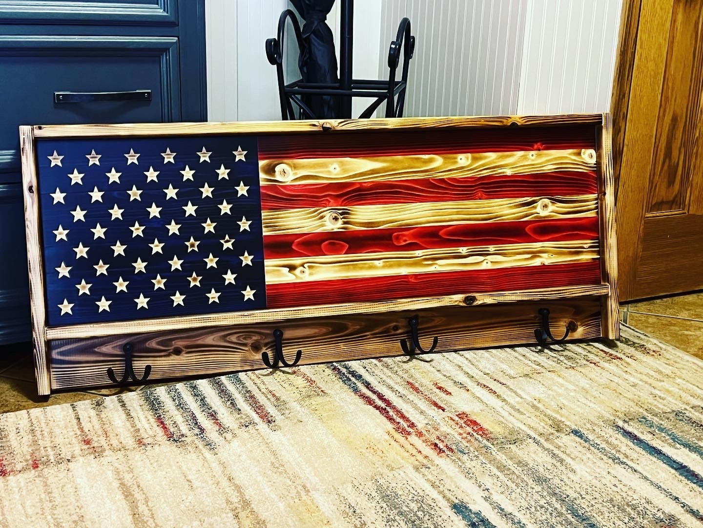 American Flag Coat Rack, USA Coat Rack