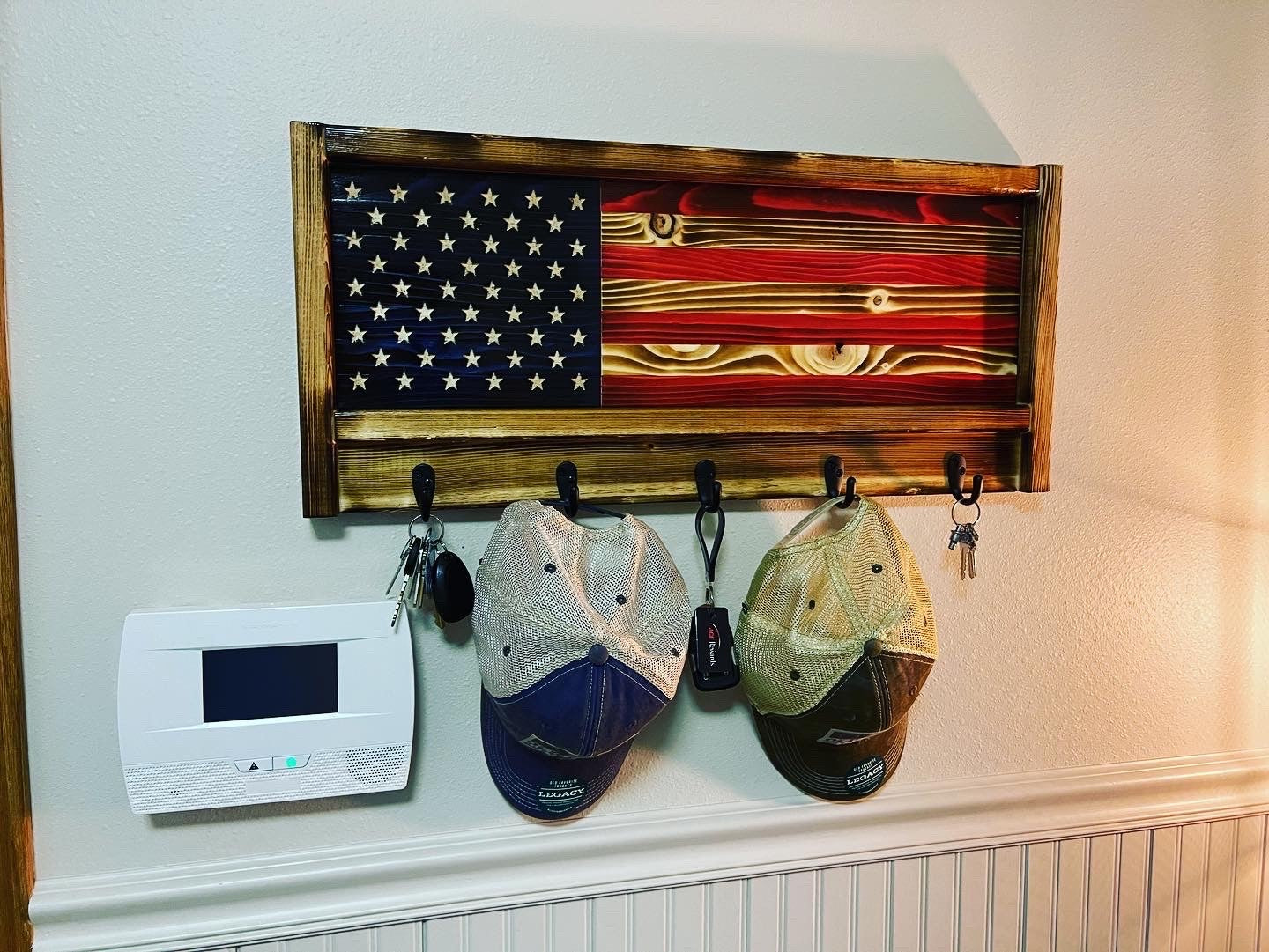The Natural American Flag Hat/Key Rack, USA Coat Rack