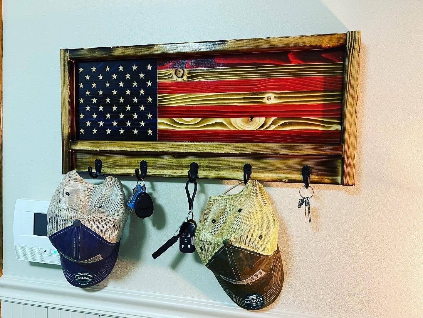 The Natural American Flag Hat/Key Rack, USA Coat Rack
