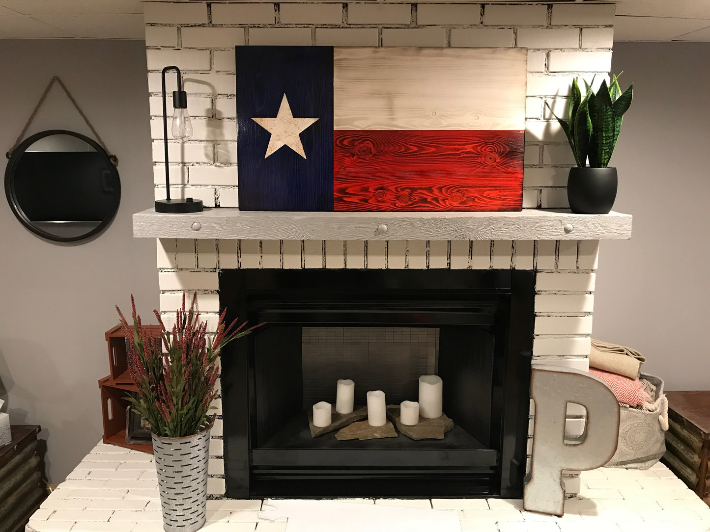 Texas Wooden Original Rustic Charred Flag