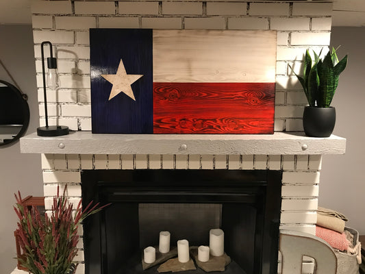 Texas Wooden Original Rustic Charred Flag