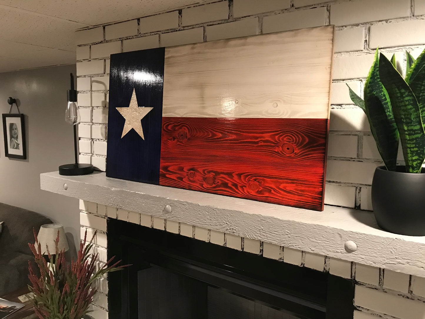 Texas Wooden Original Rustic Charred Flag