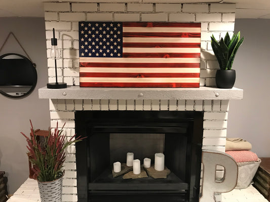 "We the People" The Original Red, White and Blue Charred American Wooden Flag, Rustic Decor, Handcrafted