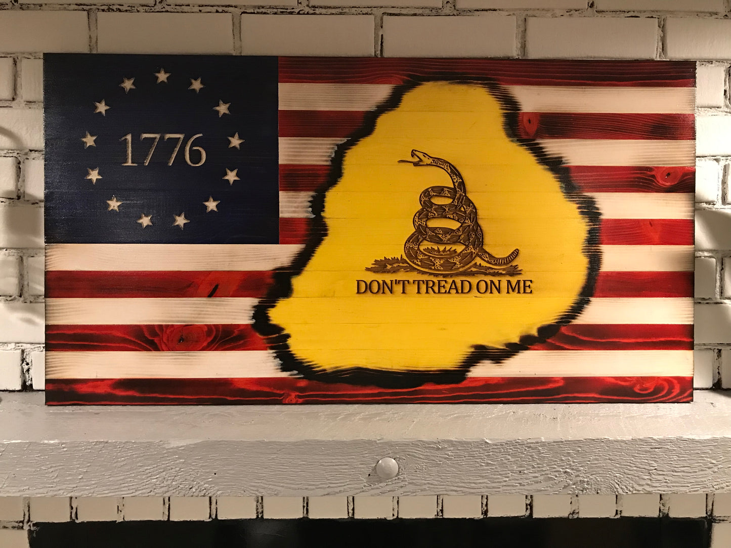 The Original Rustic Betsy Ross /Gadsden Don't Tread on Me Charred