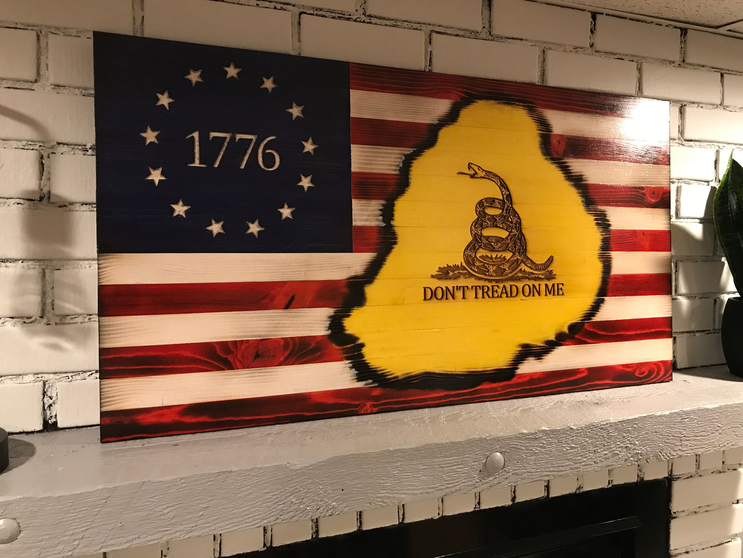 The Original Rustic Betsy Ross /Gadsden Don't Tread on Me Charred