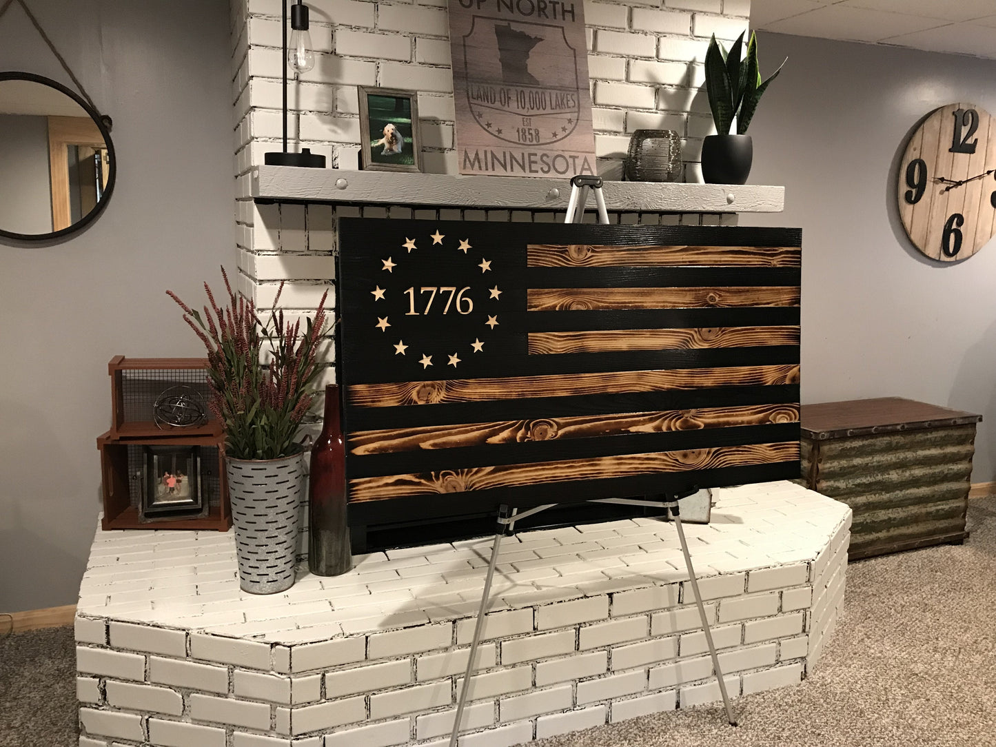 *NEW* The Betsy Ross 1776 Rustic Charred Black Stripes Concealment Flag - American Flag Concealment Case