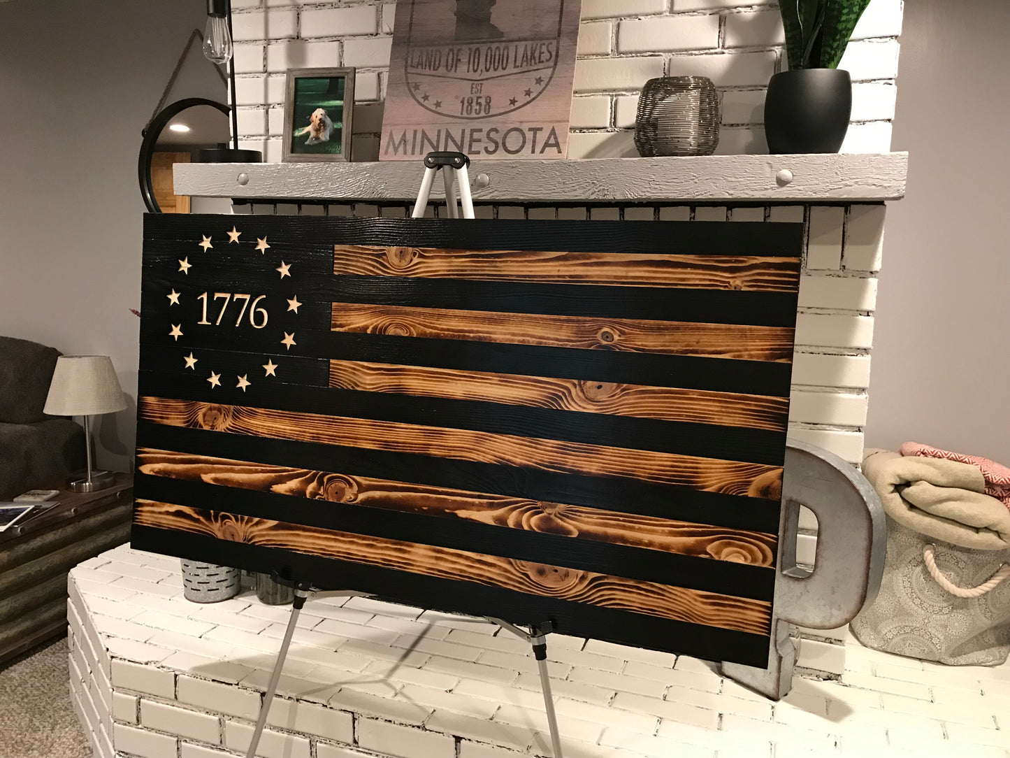 Betsy Ross 1776 The Rustic Charred Black Stripe Flag