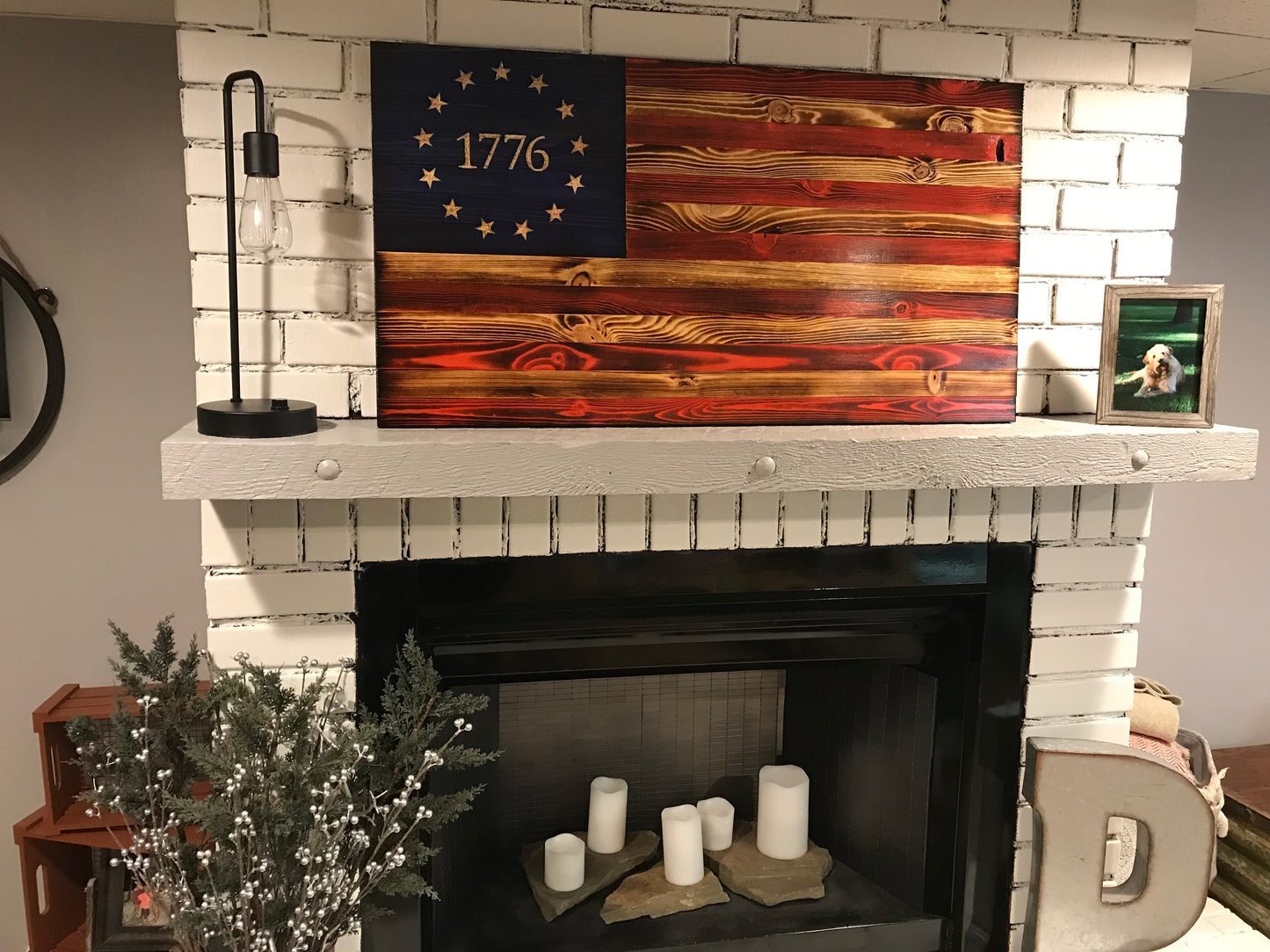 Betsy Ross 1776 The Natural American Wooden Charred Flag