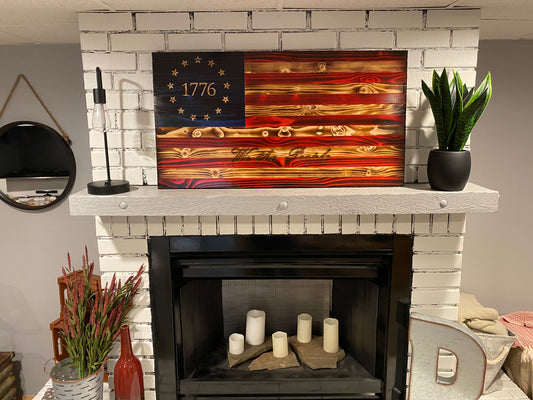 "We the People" Betsy Ross 1776 The Natural American Wooden Charred