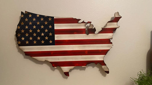 The Original Red, White and Blue Wooden Continental Rustic USA flag