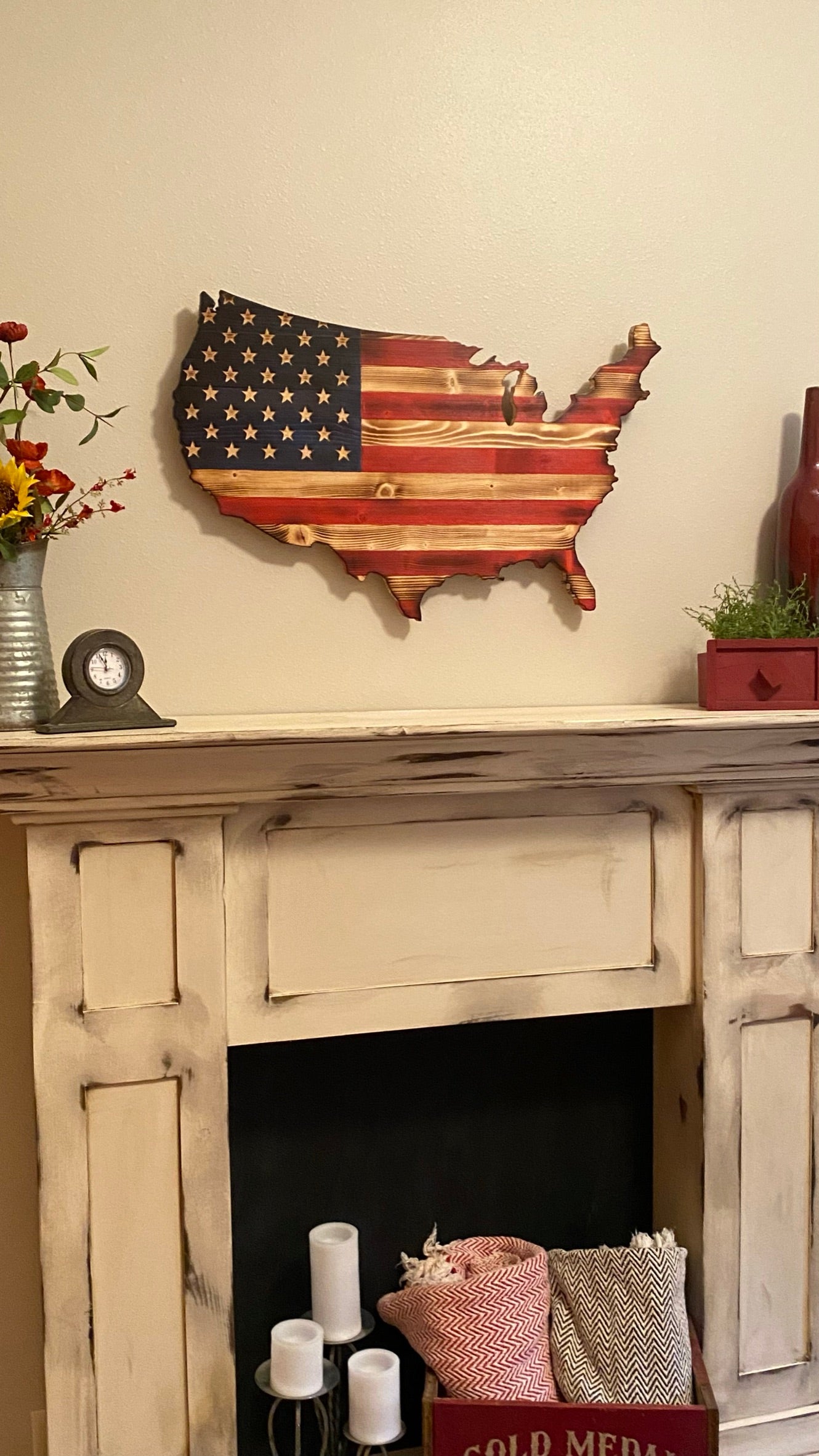 The Natural Wooden Continental Rustic USA flag