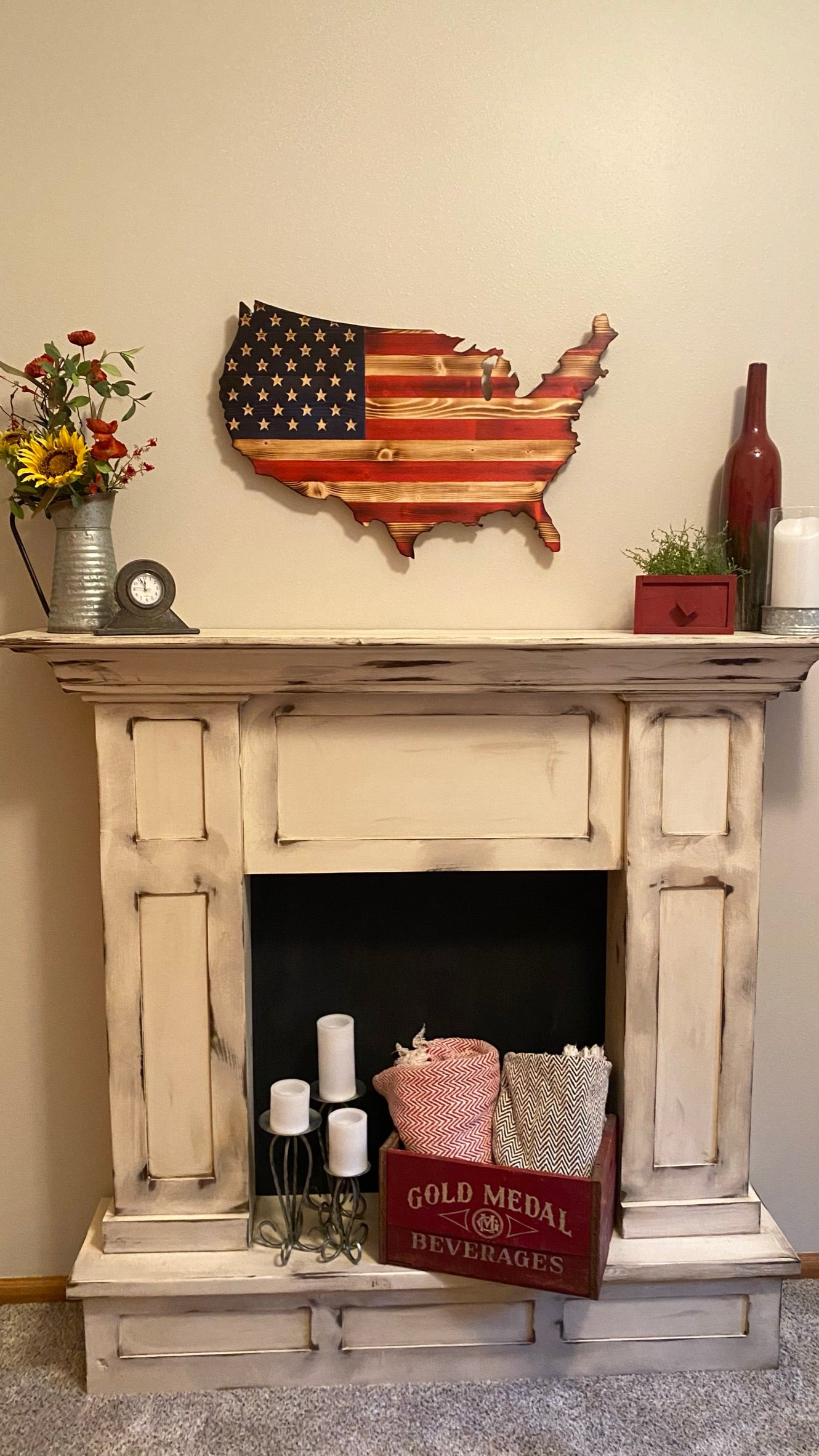 The Natural Wooden Continental Rustic USA flag