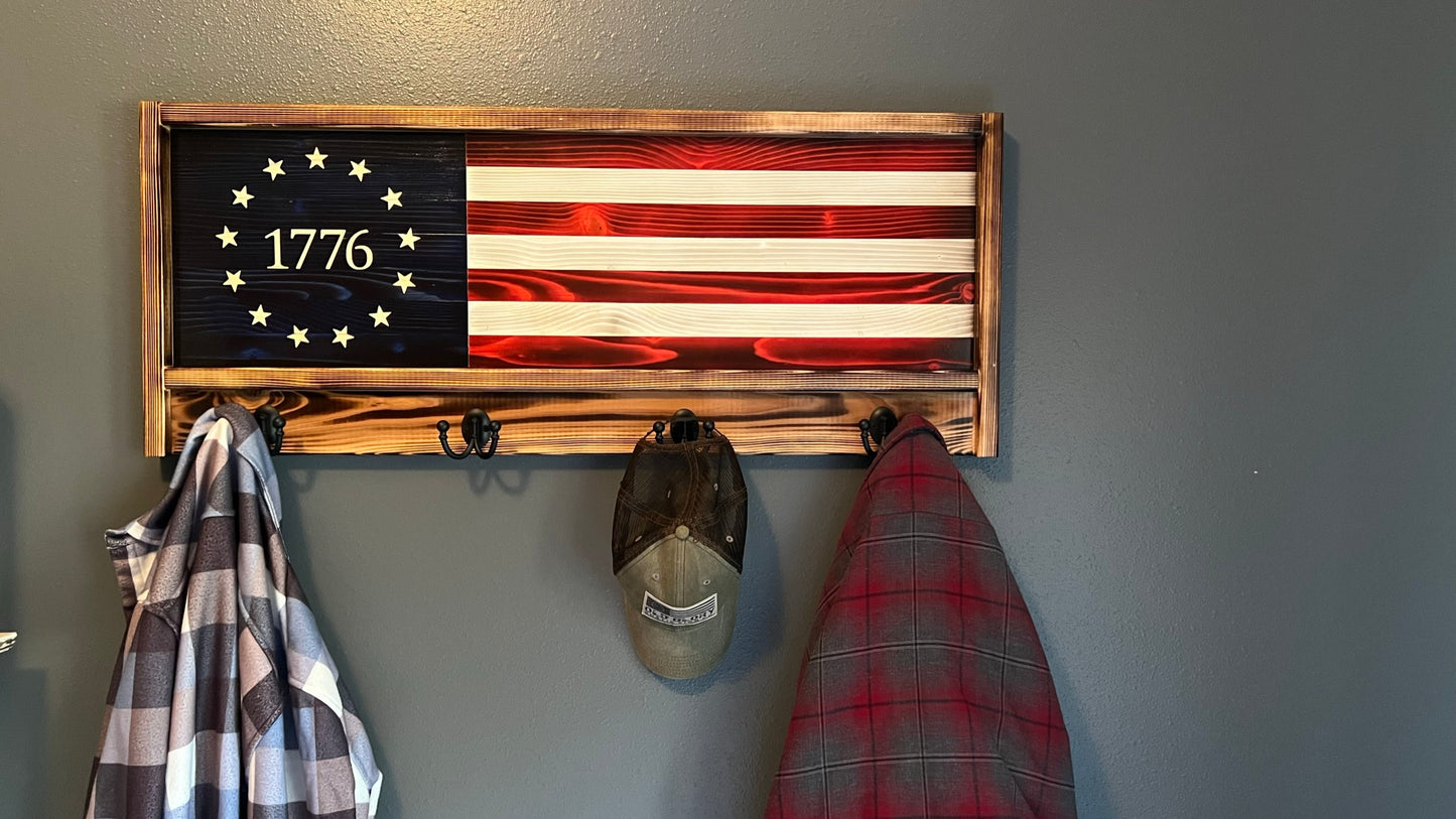 The Origianl Betsy Ross 1776 Coat/hat rack 16"  39"