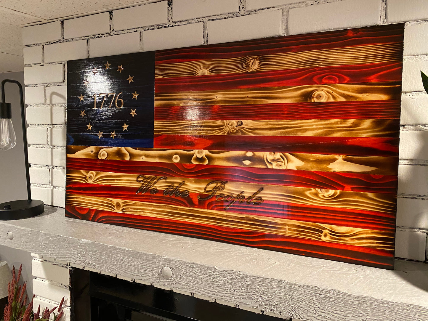 "We the People" Betsy Ross 1776 The Natural American Wooden Charred