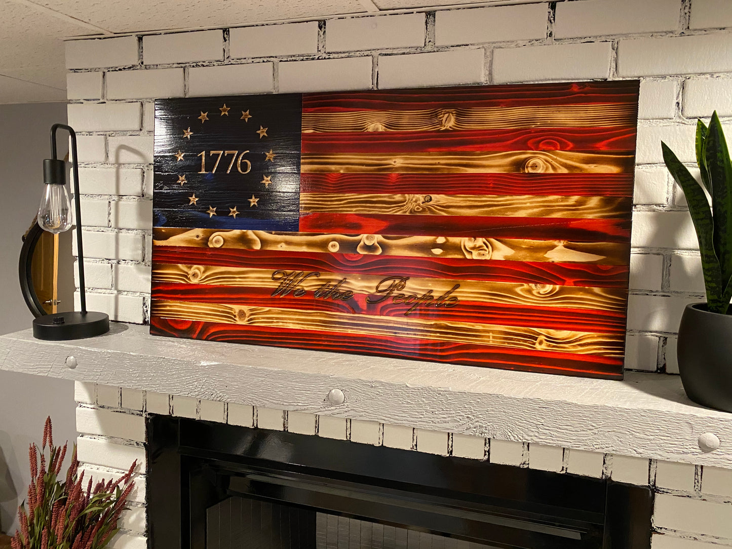 "We the People" Betsy Ross 1776 The Natural American Wooden Charred