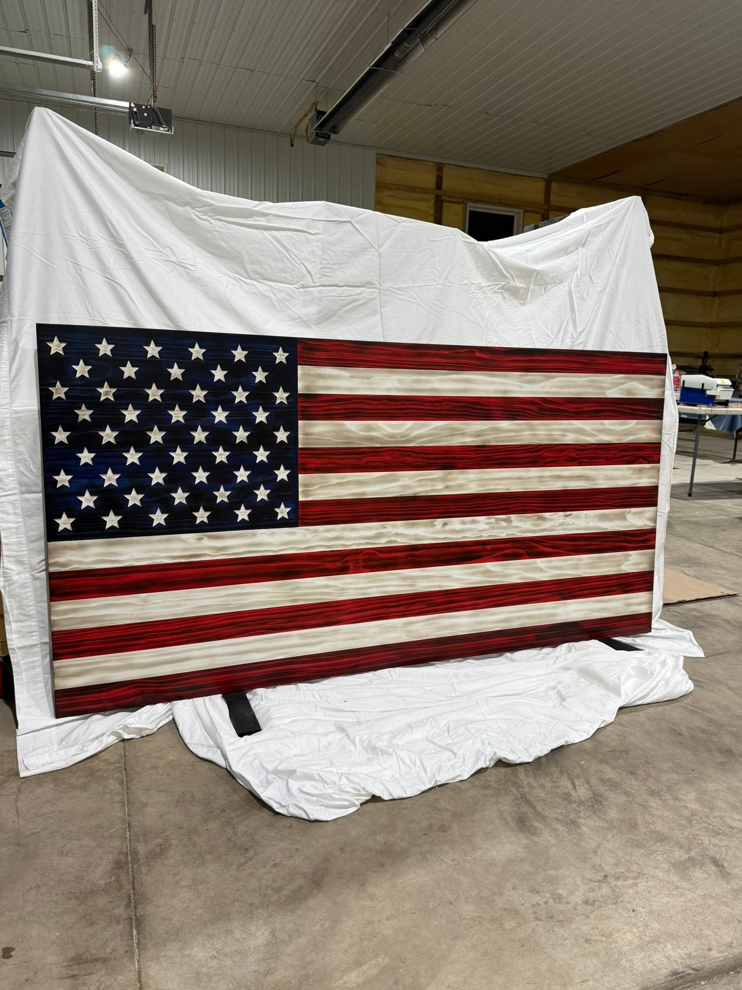 Extra Large 42" x 84" The Original Red, White and Blue Rustic American Wood Flag