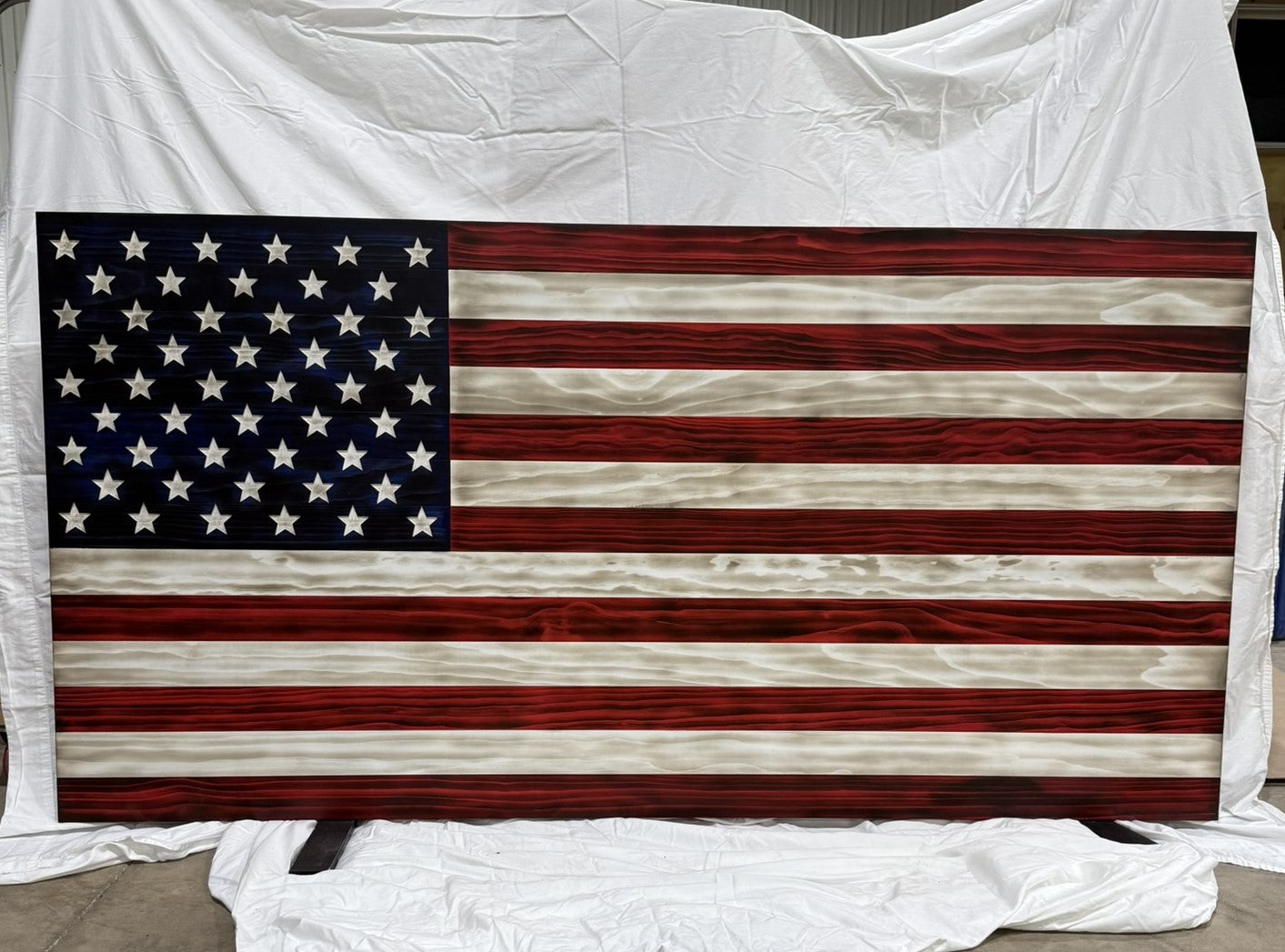 Extra Large 42" x 84" The Original Red, White and Blue Rustic American Wood Flag