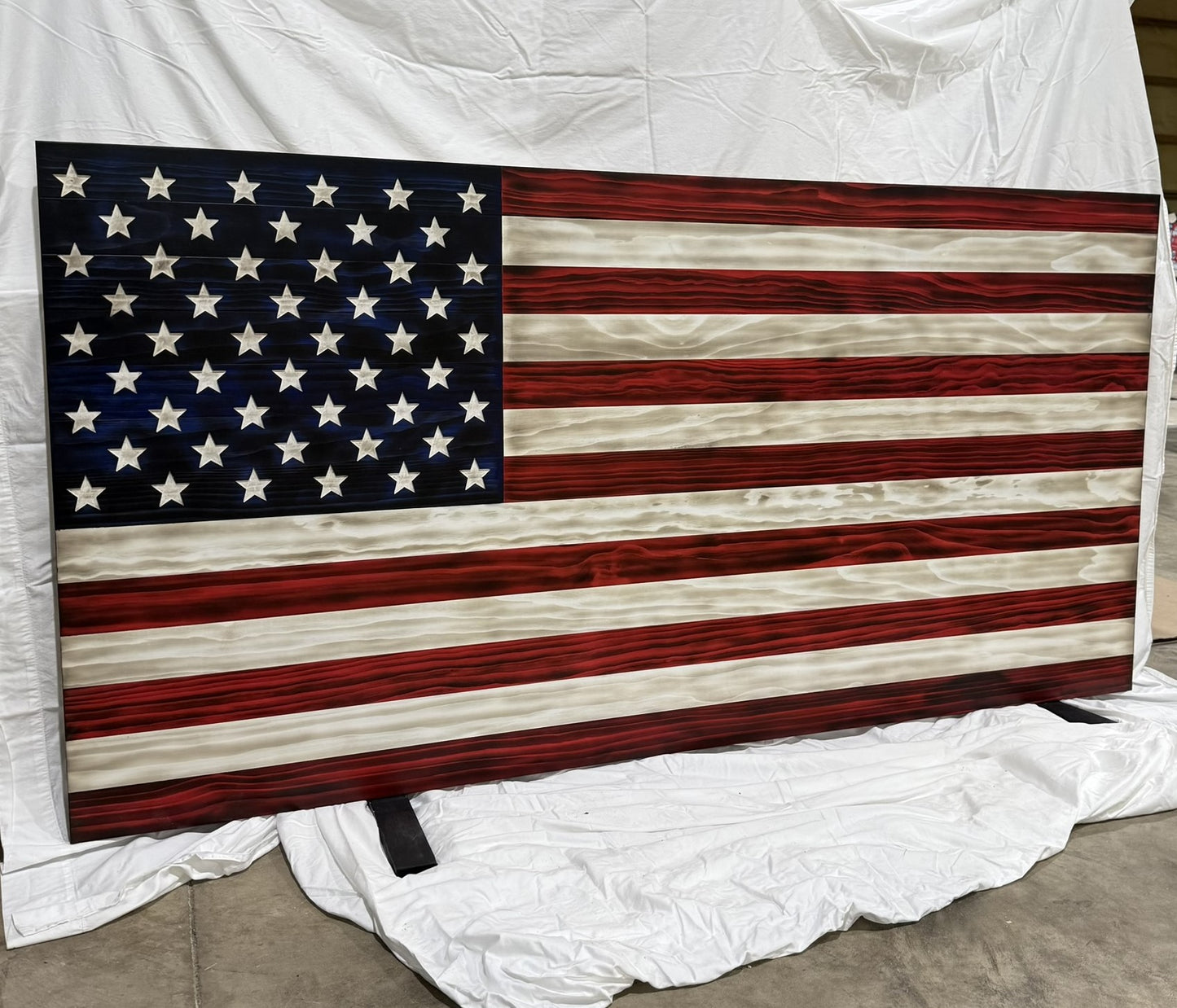 Extra Large 42" x 84" The Original Red, White and Blue Rustic American Wood Flag