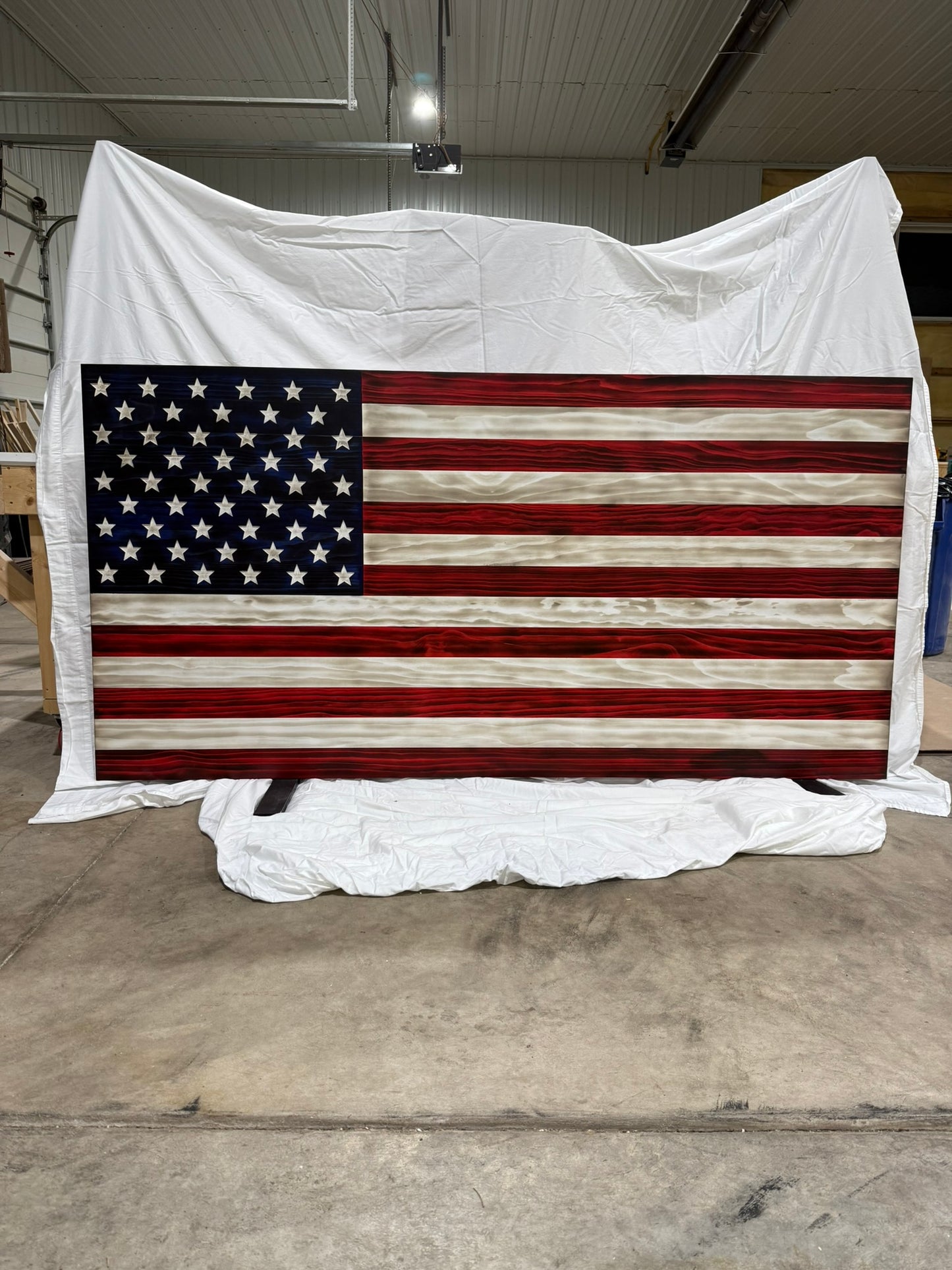 Extra Large 42" x 84" The Original Red, White and Blue Rustic American Wood Flag