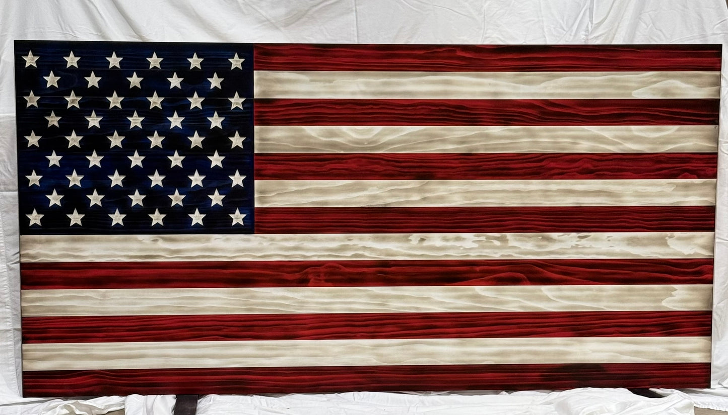 Extra Large 42" x 84" The Original Red, White and Blue Rustic American Wood Flag