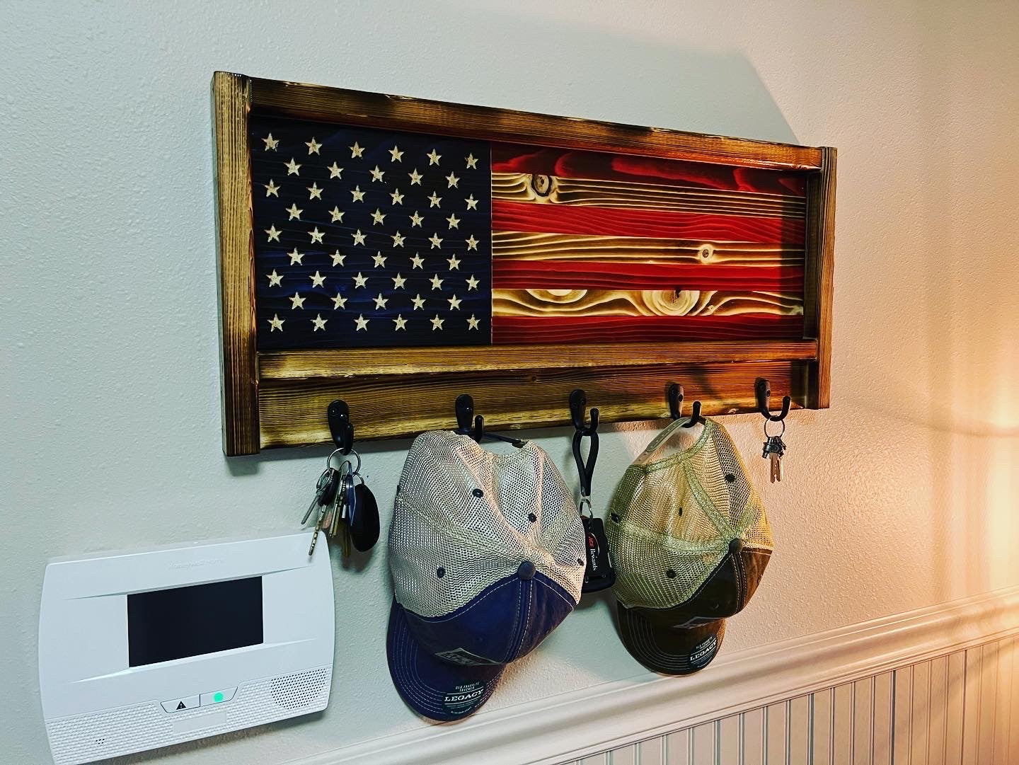The Natural American Flag Hat/Key Rack, USA Coat Rack