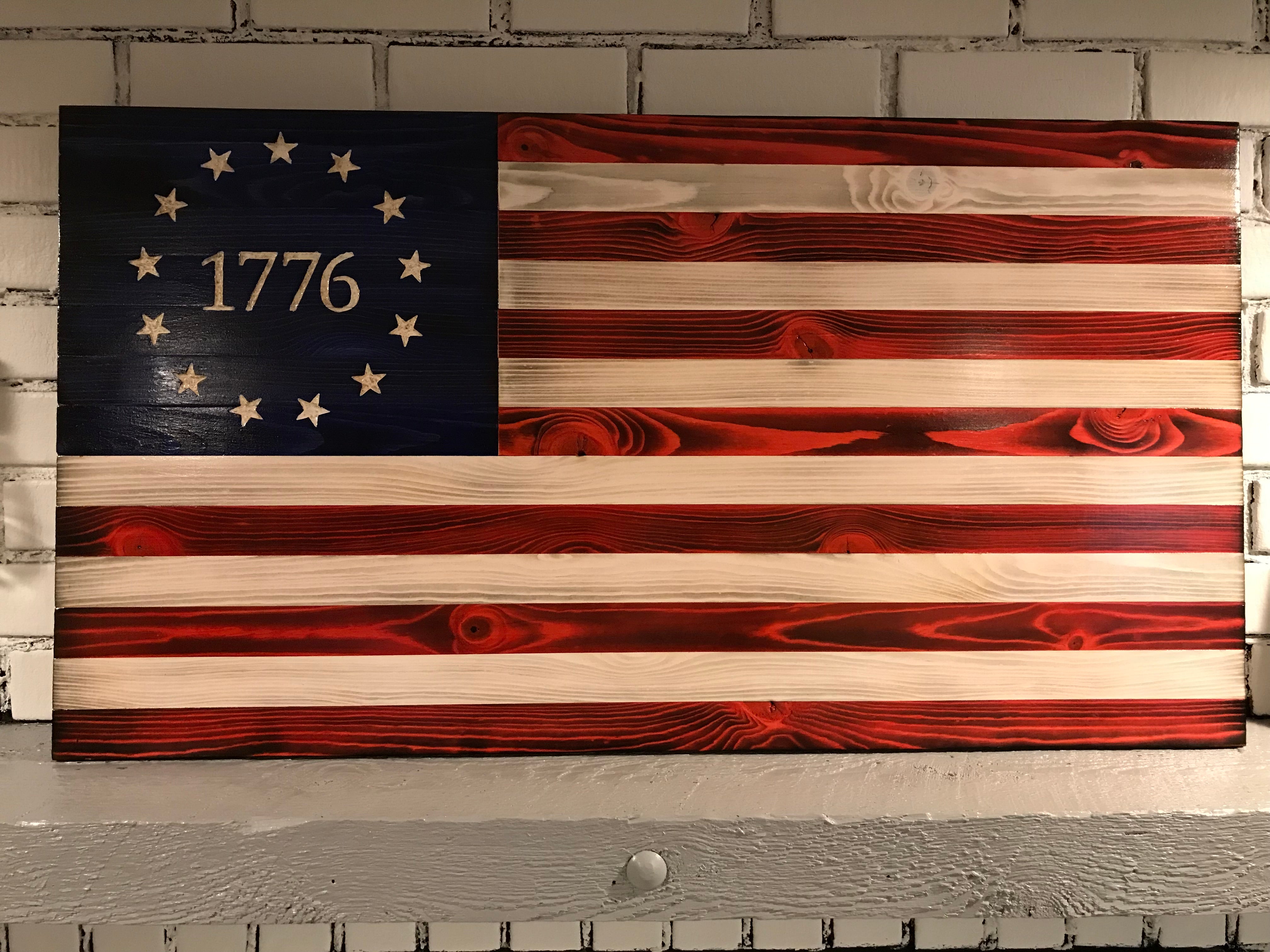 Betsy Ross Flag Tissue Box Cover, Memorial Day Decor, Rustic Wood 1776 Colonial order American Flag, Primitive Decor, Square, Distressed USA