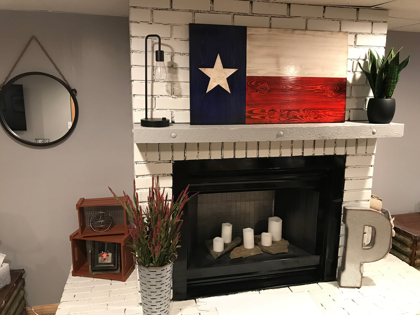 Texas Wooden Original Rustic Charred Flag