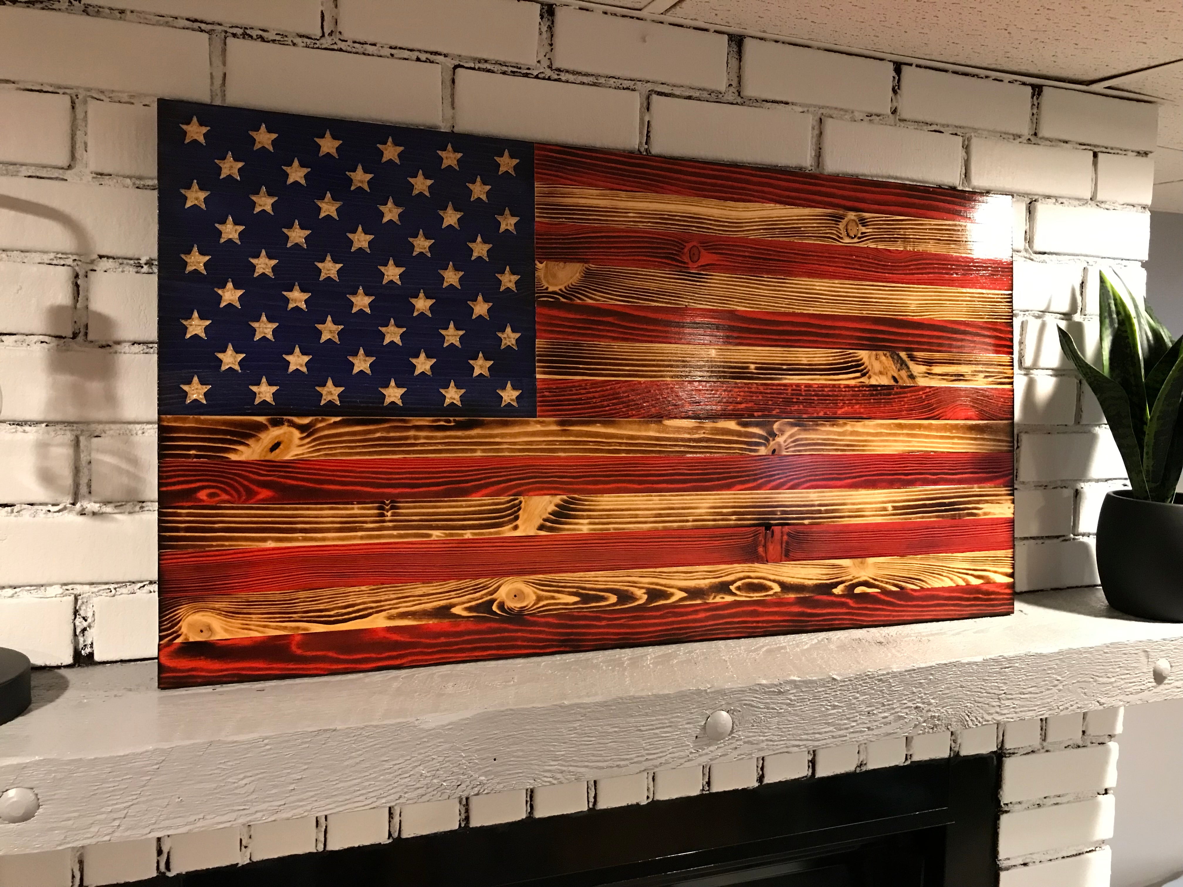 Handmade outlet Wooden American Flag, Wall Decor (Traditional)