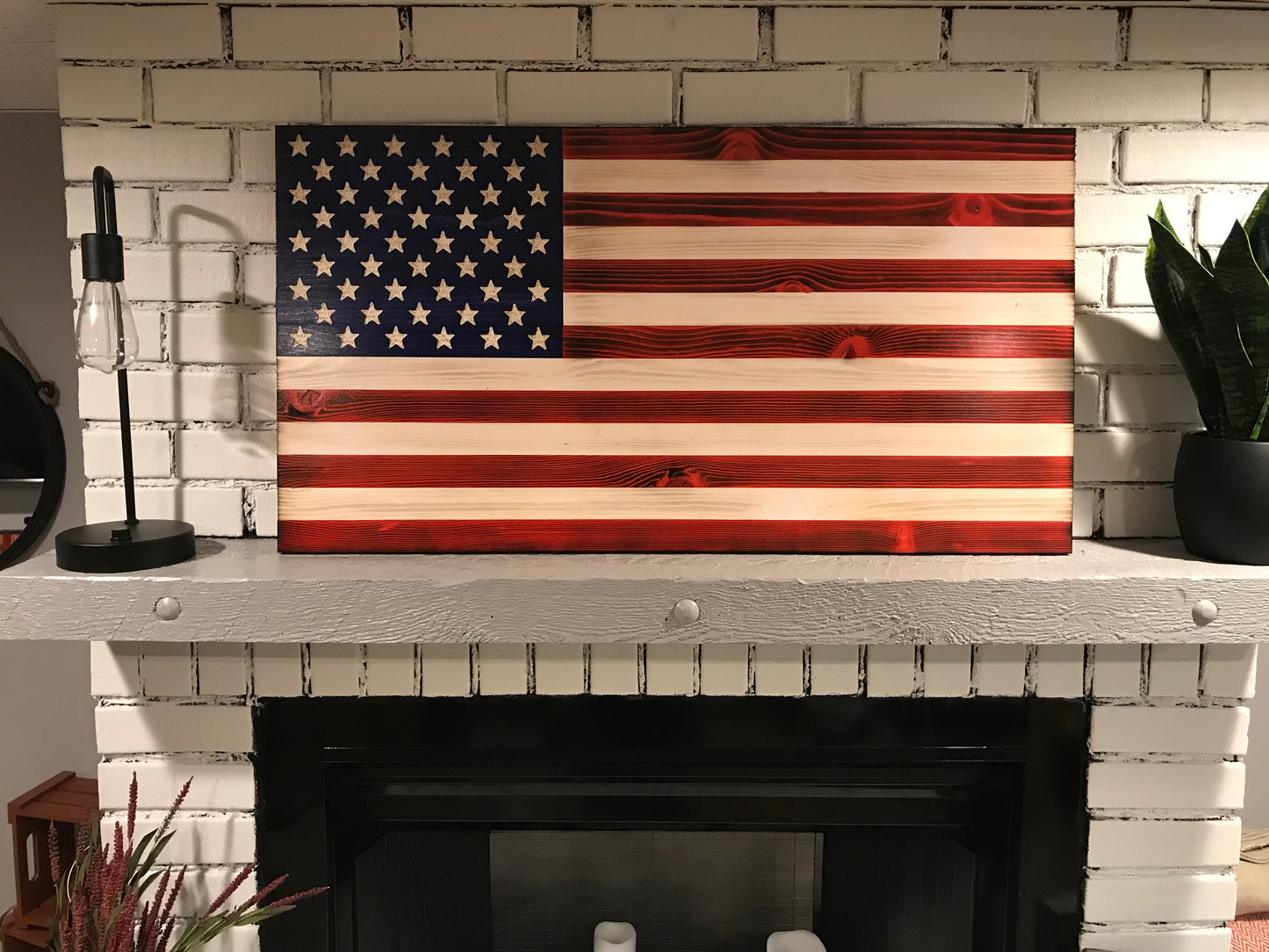 "We the People" The Original Red, White and Blue Charred American Wooden Flag, Rustic Decor, Handcrafted