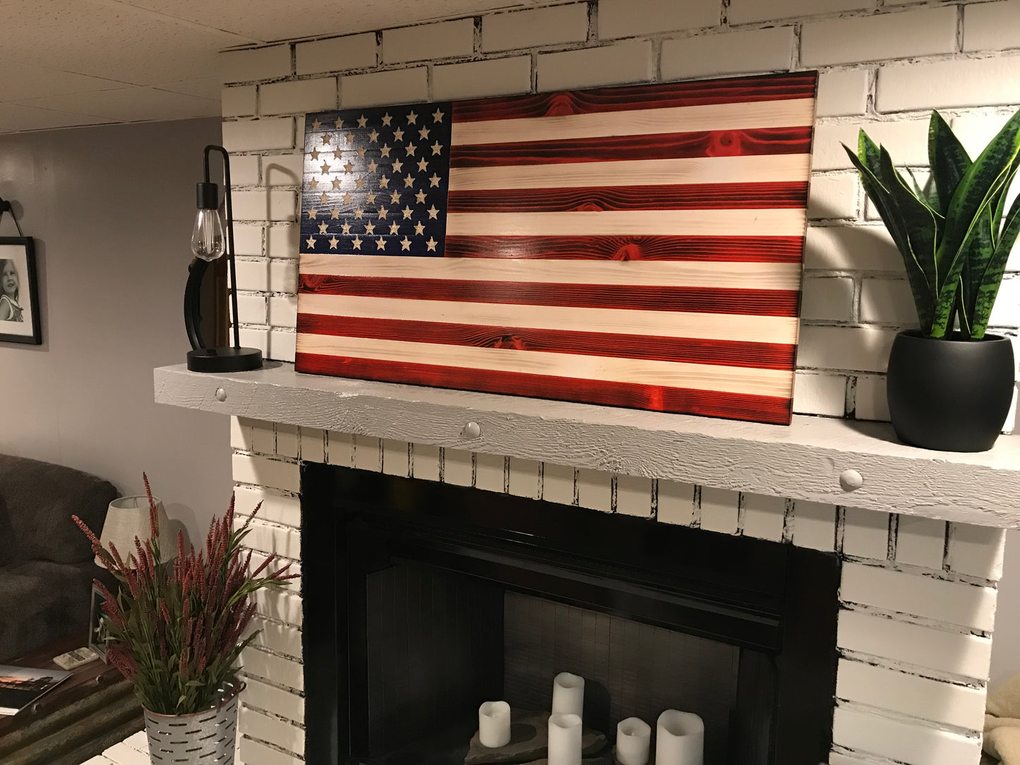 "We the People" The Original Red, White and Blue Charred American Wooden Flag, Rustic Decor, Handcrafted