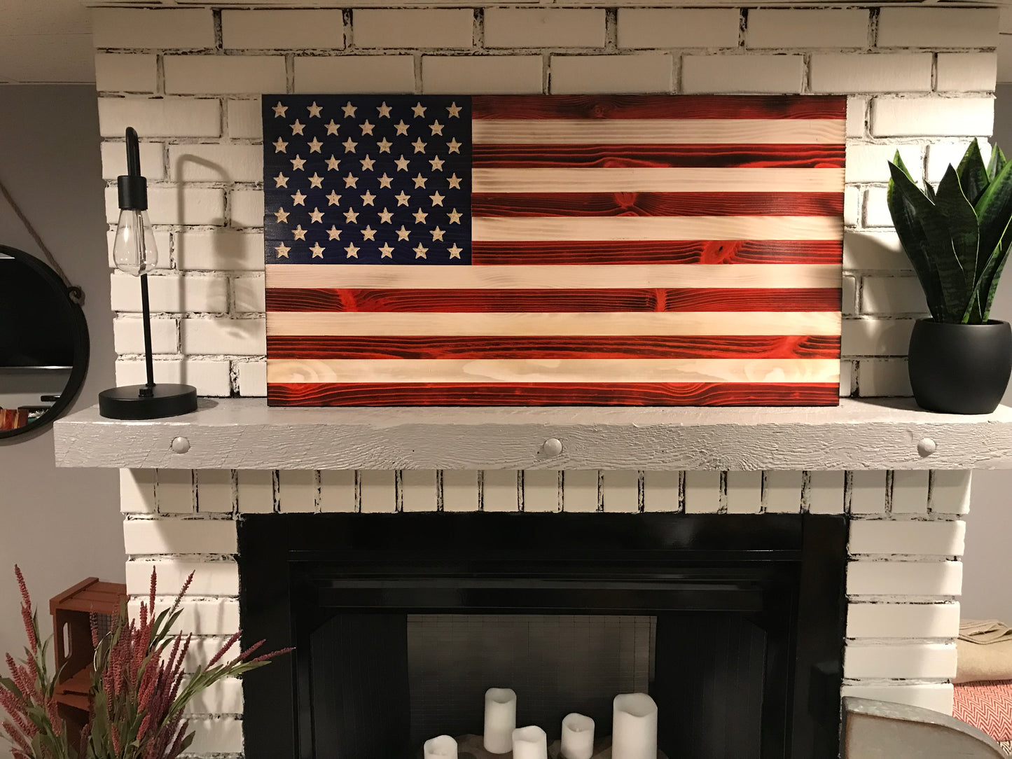 "We the People" The Original Red, White and Blue Charred American Wooden Flag, Rustic Decor, Handcrafted