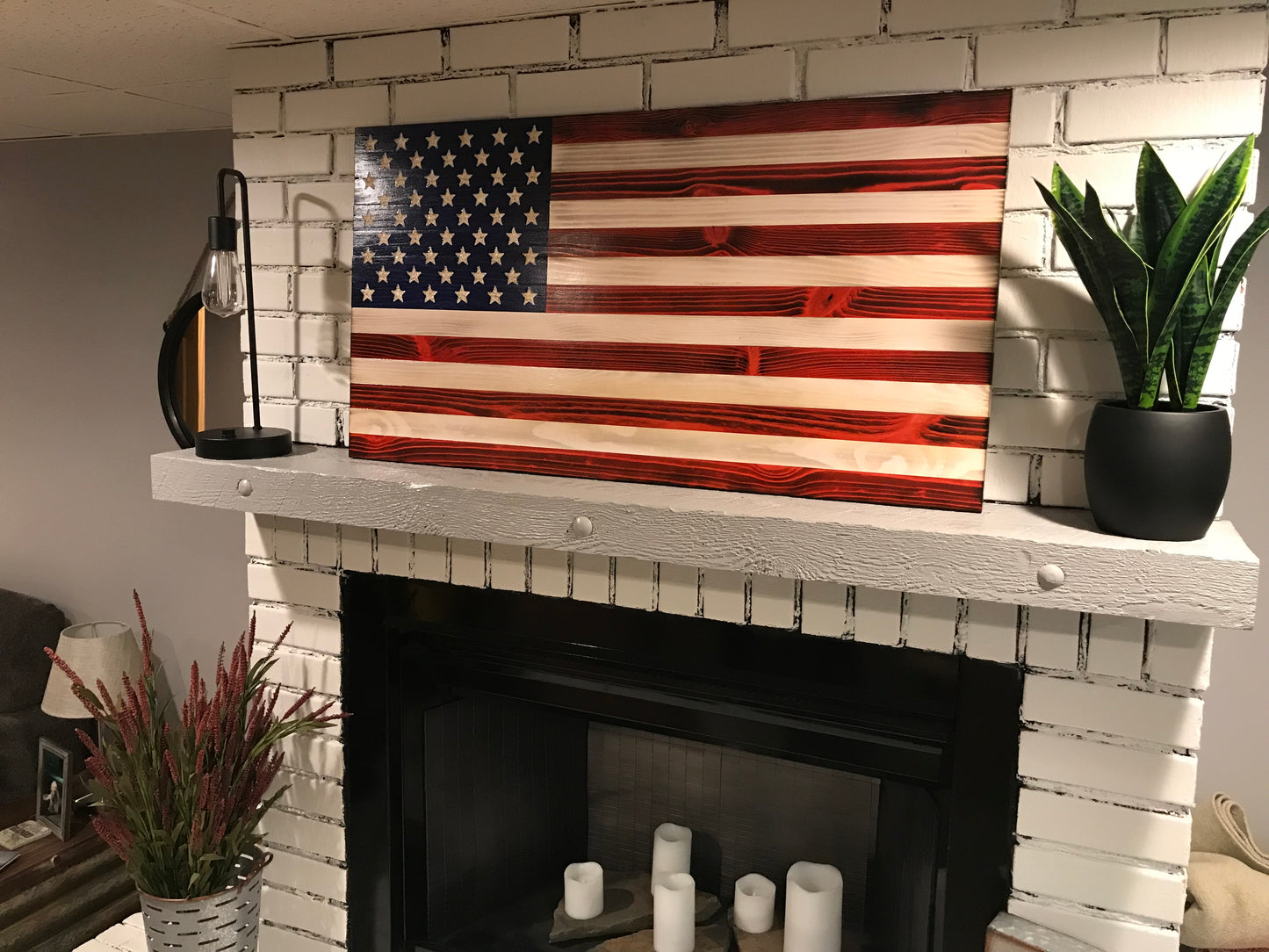 "We the People" The Original Red, White and Blue Charred American Wooden Flag, Rustic Decor, Handcrafted