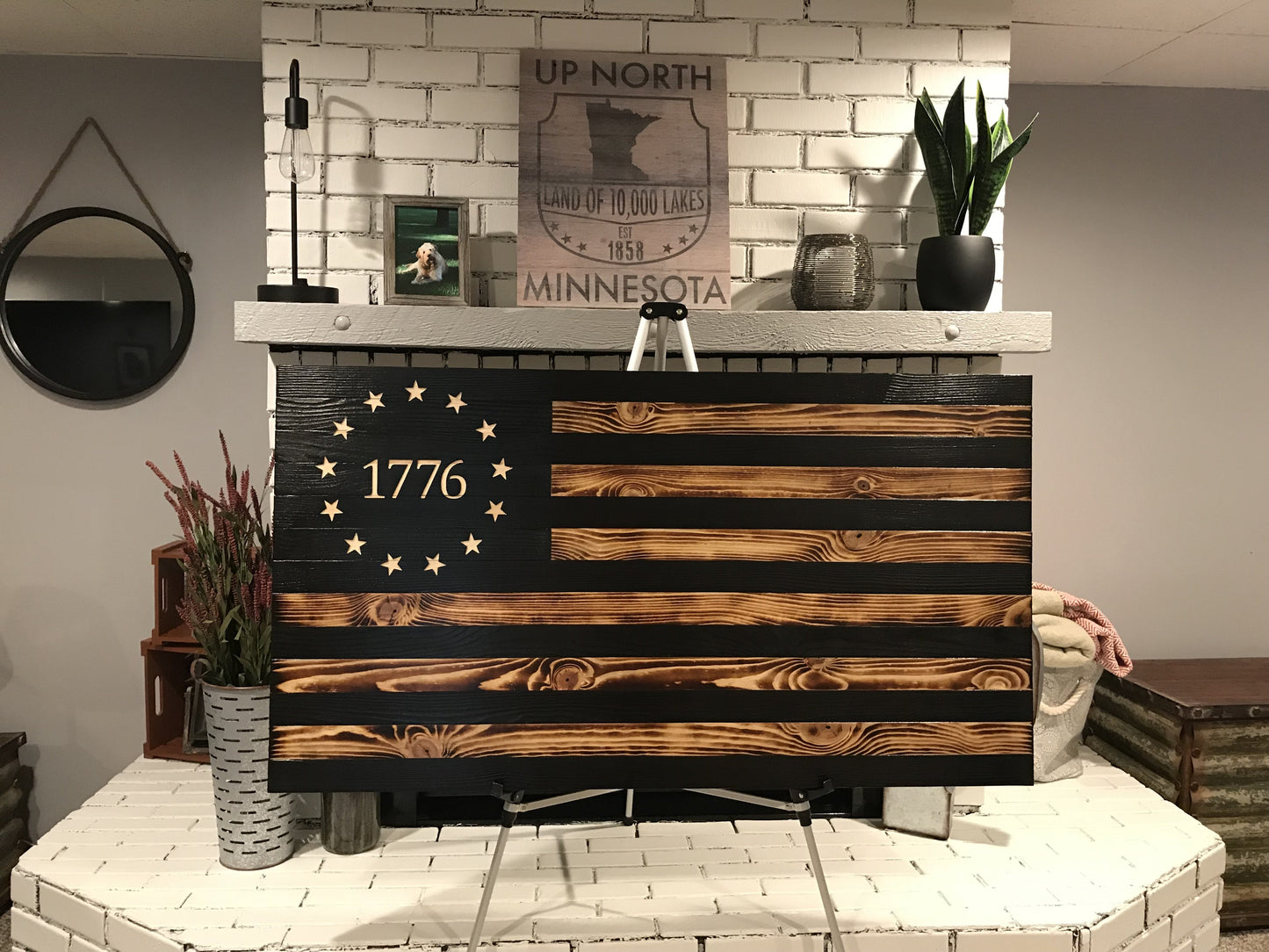 The Betsy Ross 1776 Rustic Charred Black Stripes Concealment Flag - American Flag Gun Case