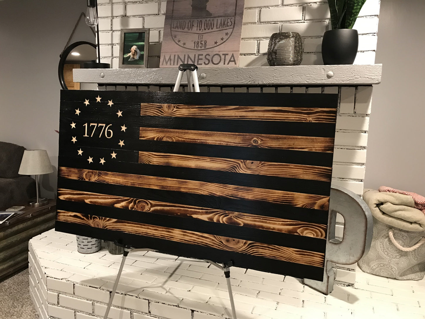 The Betsy Ross 1776 Rustic Charred Black Stripes Concealment Flag - American Flag Gun Case