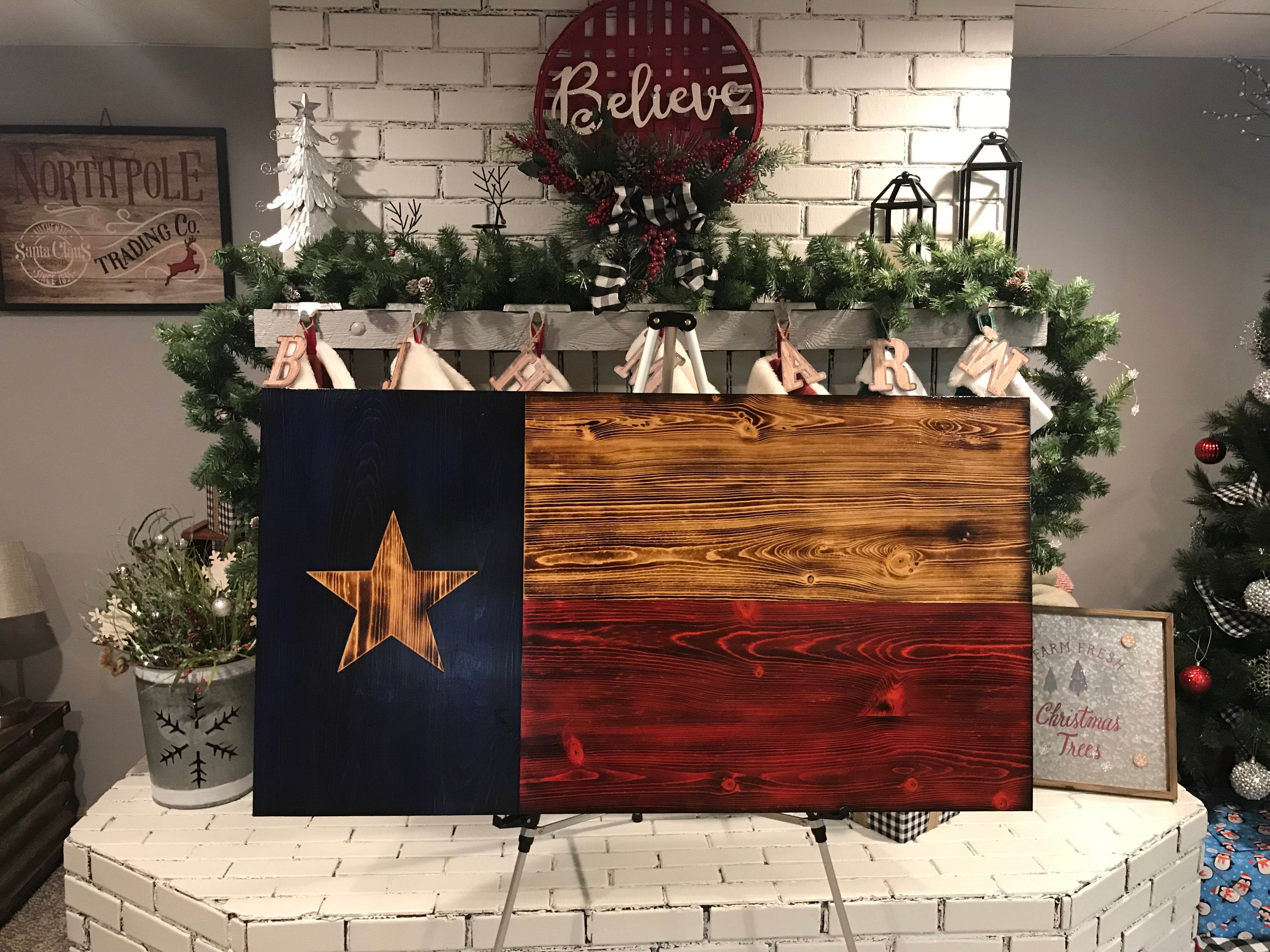 Texas Rustic Sign Texas Flag Natural Pine Rustic Charred – Old Glory Rustic Sign Co.
