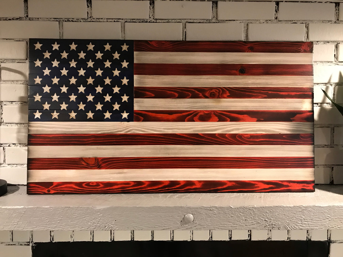 The Original Red, White and Blue Charred American Wooden Flag, Rustic Decor, Handcrafted