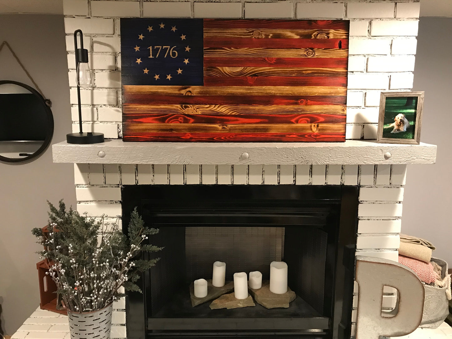 Betsy Ross 1776 The Natural American Wooden Charred Flag