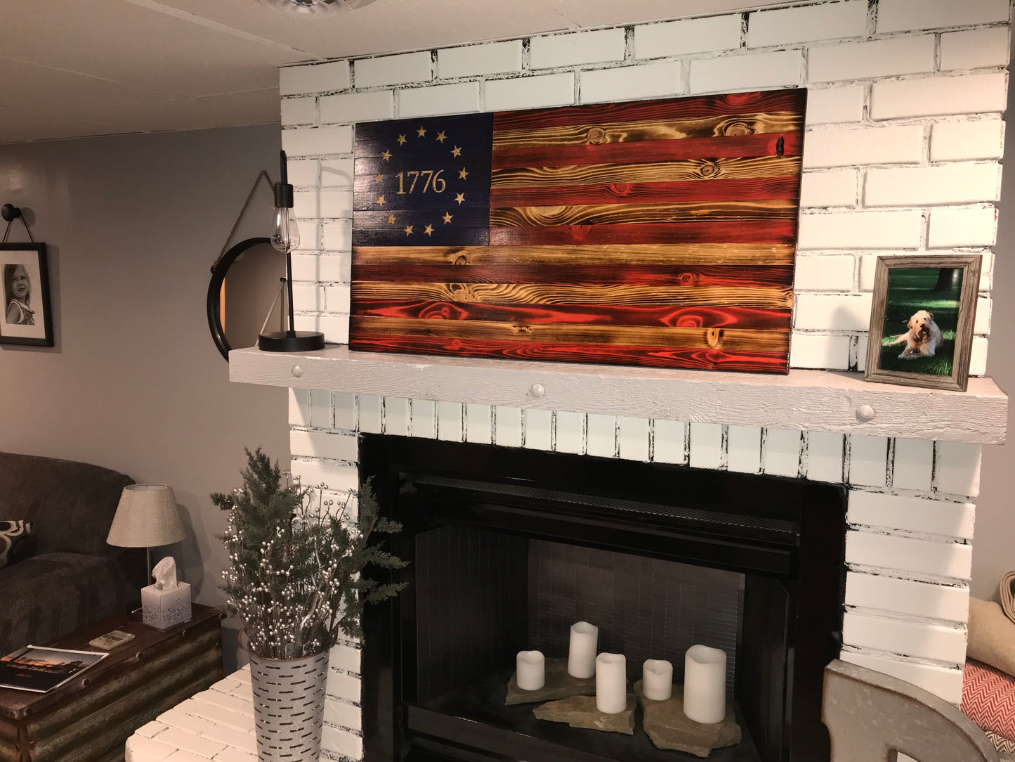 Betsy Ross 1776 The Natural American Wooden Charred Flag