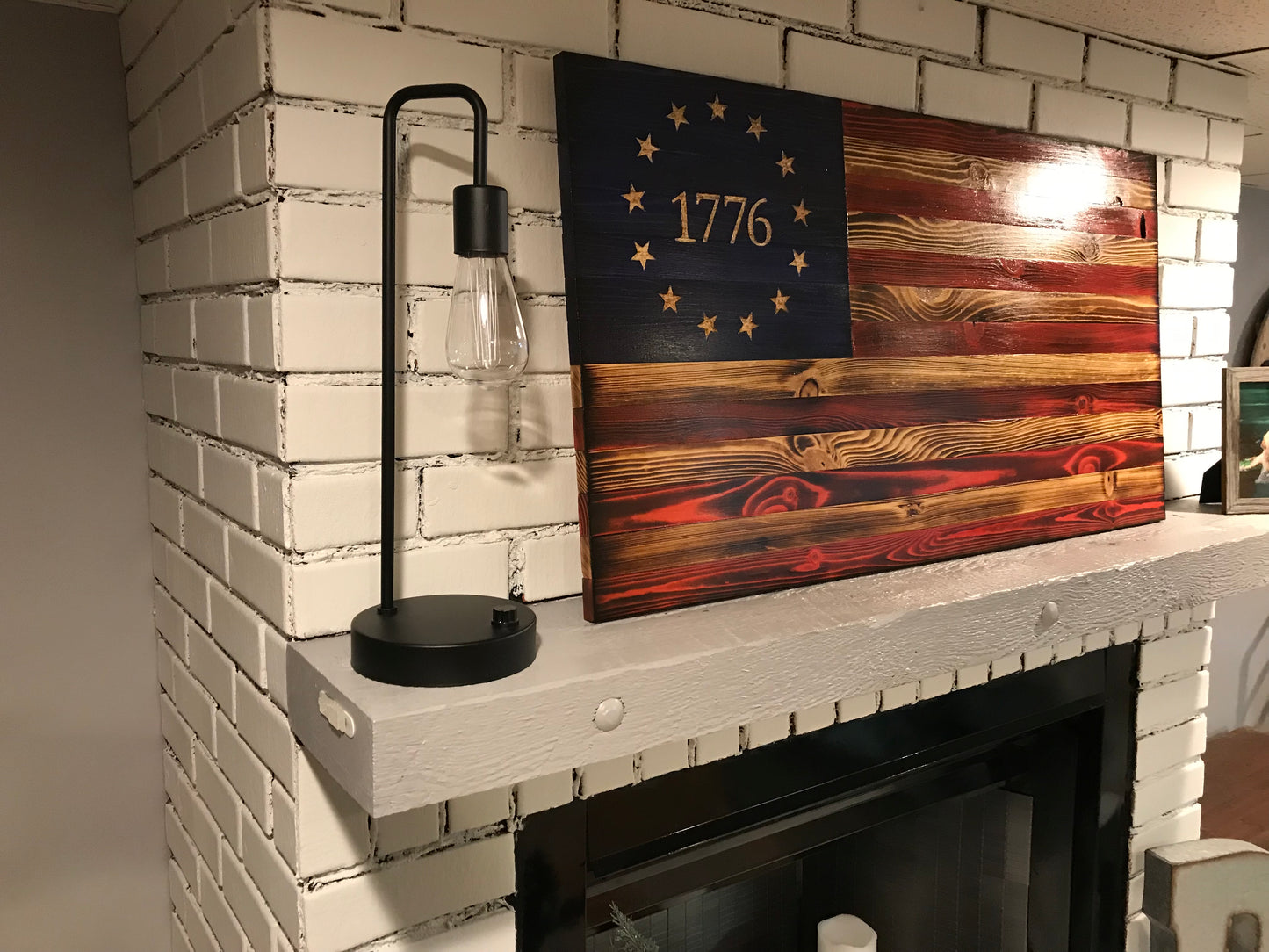 Betsy Ross 1776 The Natural American Wooden Charred Flag