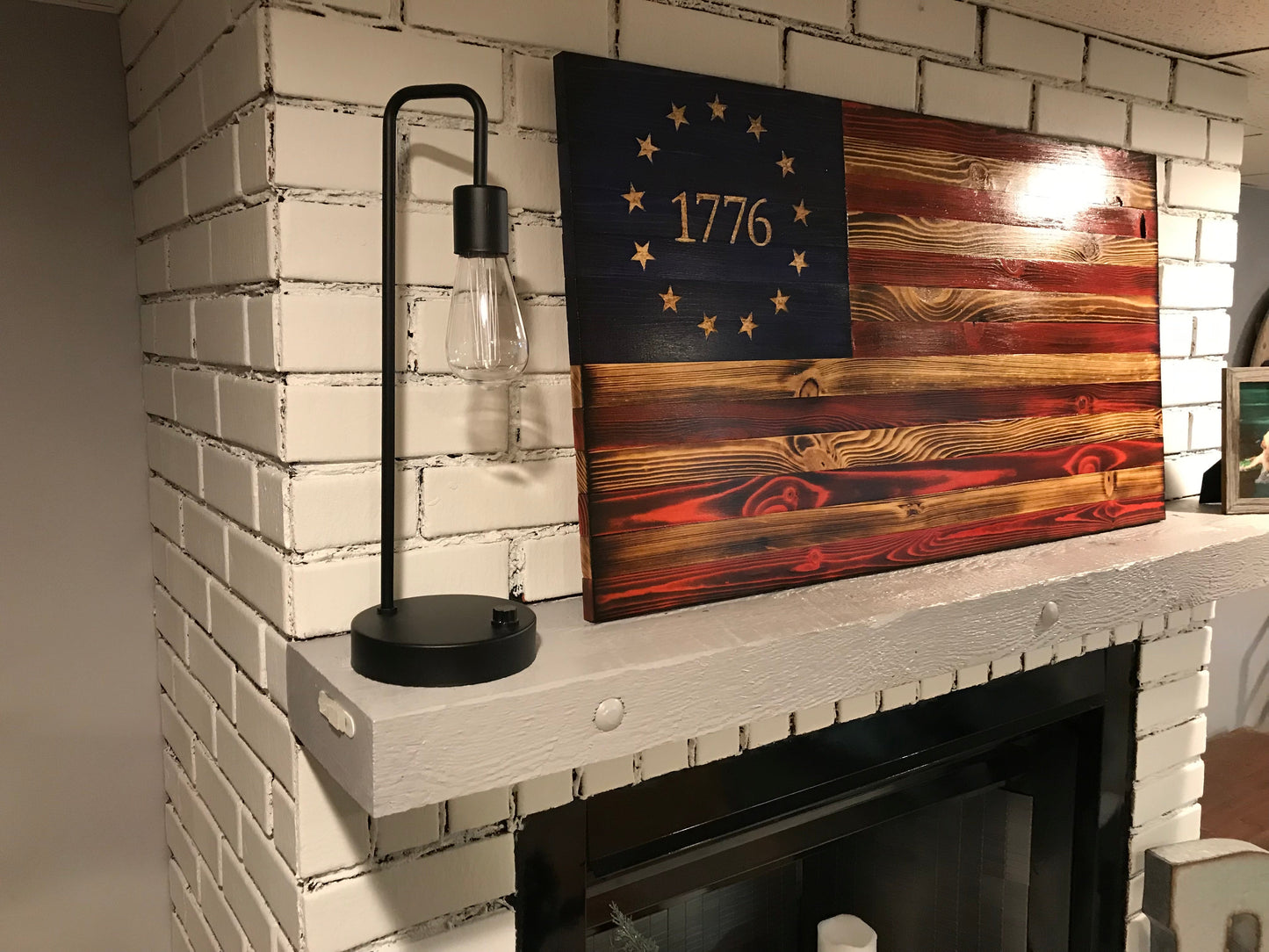 Chelsea's custom Betsy Ross 1776 The Natural American Wooden Flag