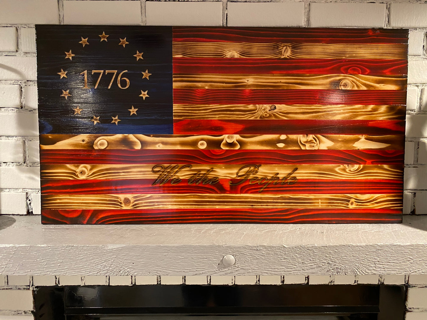 "We the People" Betsy Ross 1776 The Natural American Wooden Charred