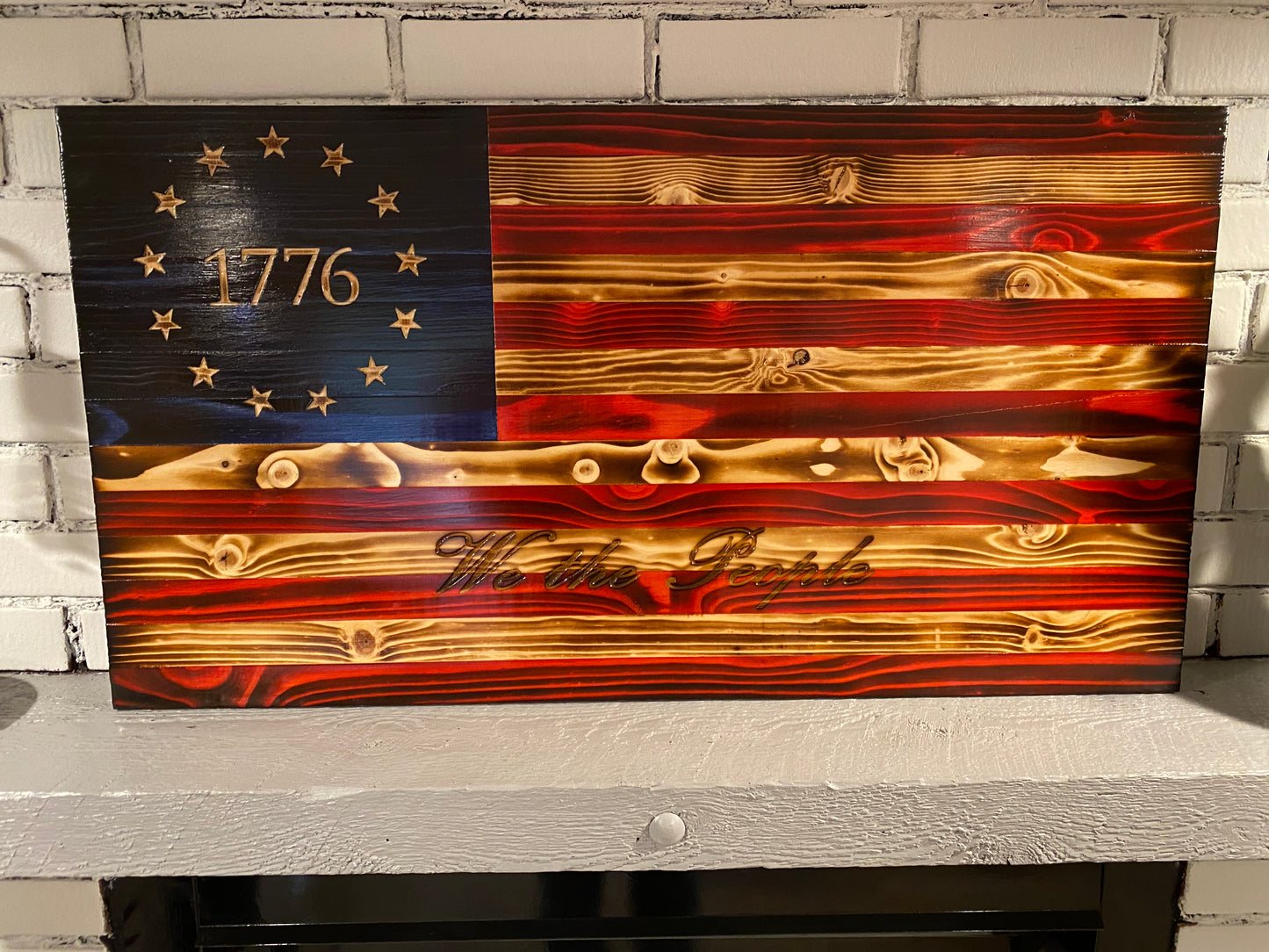 "We the People" Betsy Ross 1776 The Natural American Wooden Charred