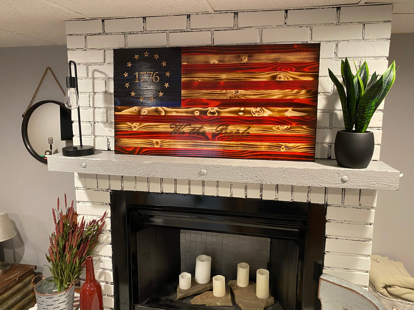 "We the People" Betsy Ross 1776 The Natural American Wooden Charred