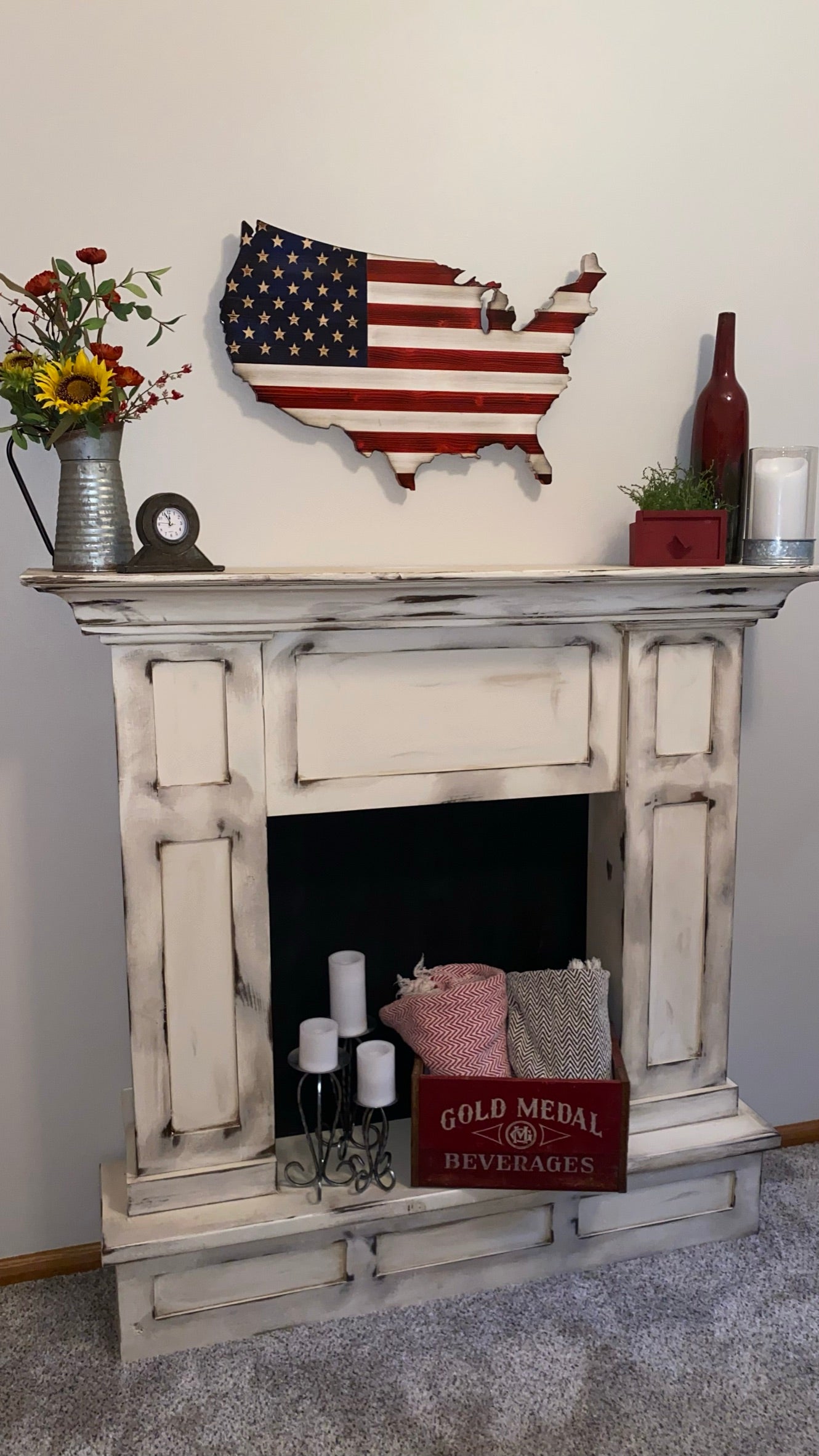 The Original Red, White and Blue Wooden Continental Rustic USA flag