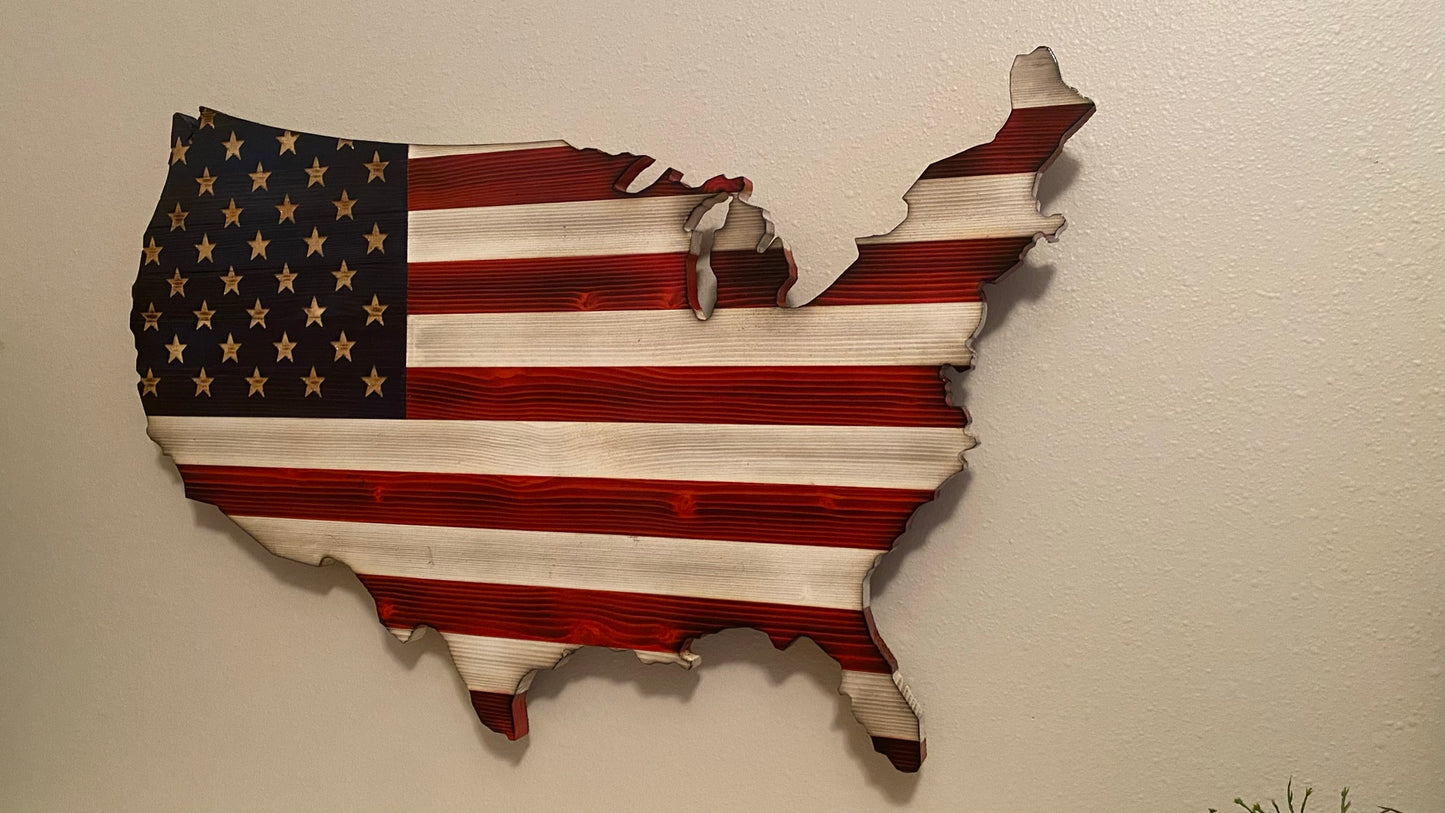 The Original Red, White and Blue Wooden Continental Rustic USA flag