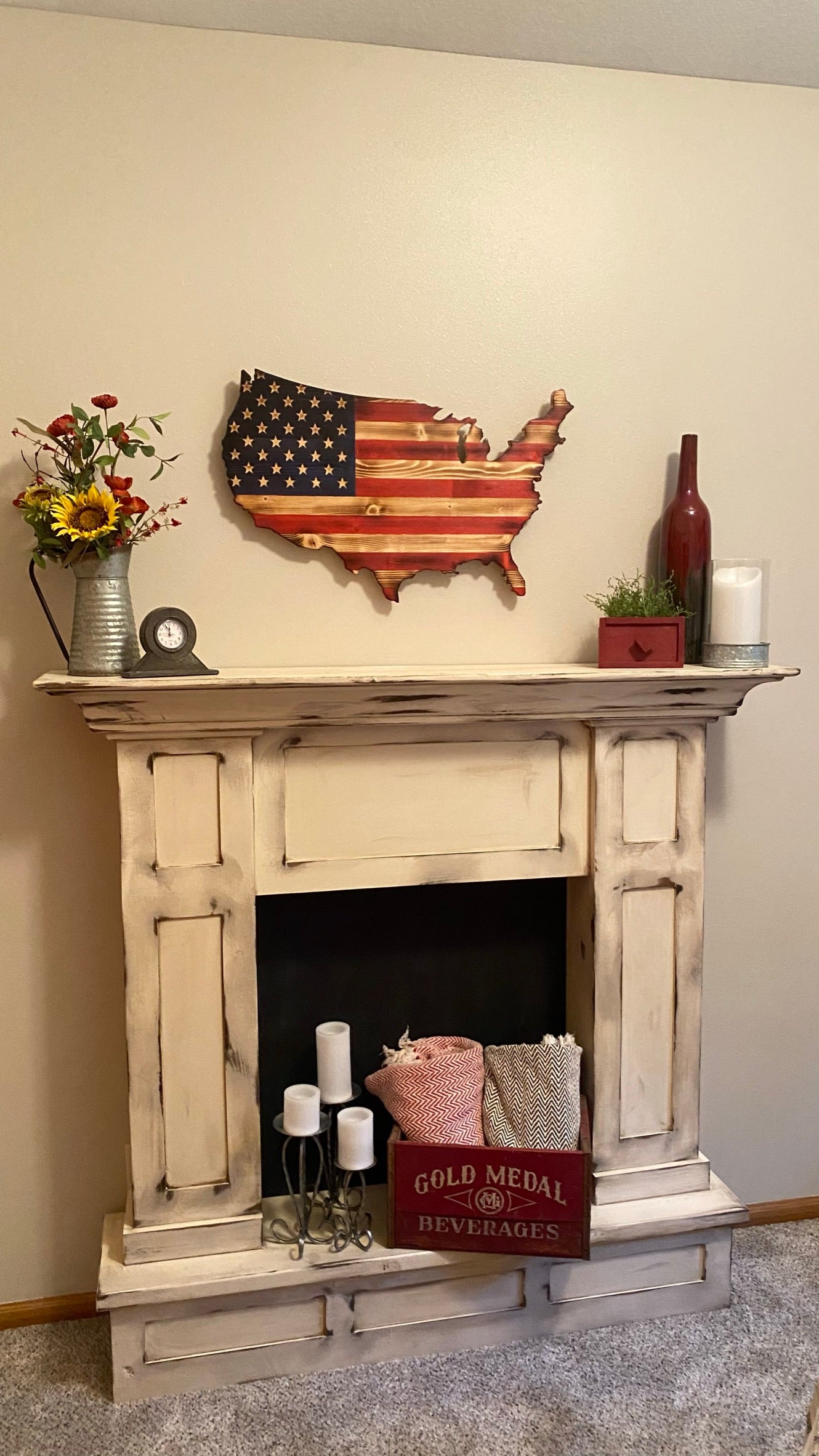 The Natural Wooden Continental Rustic USA flag