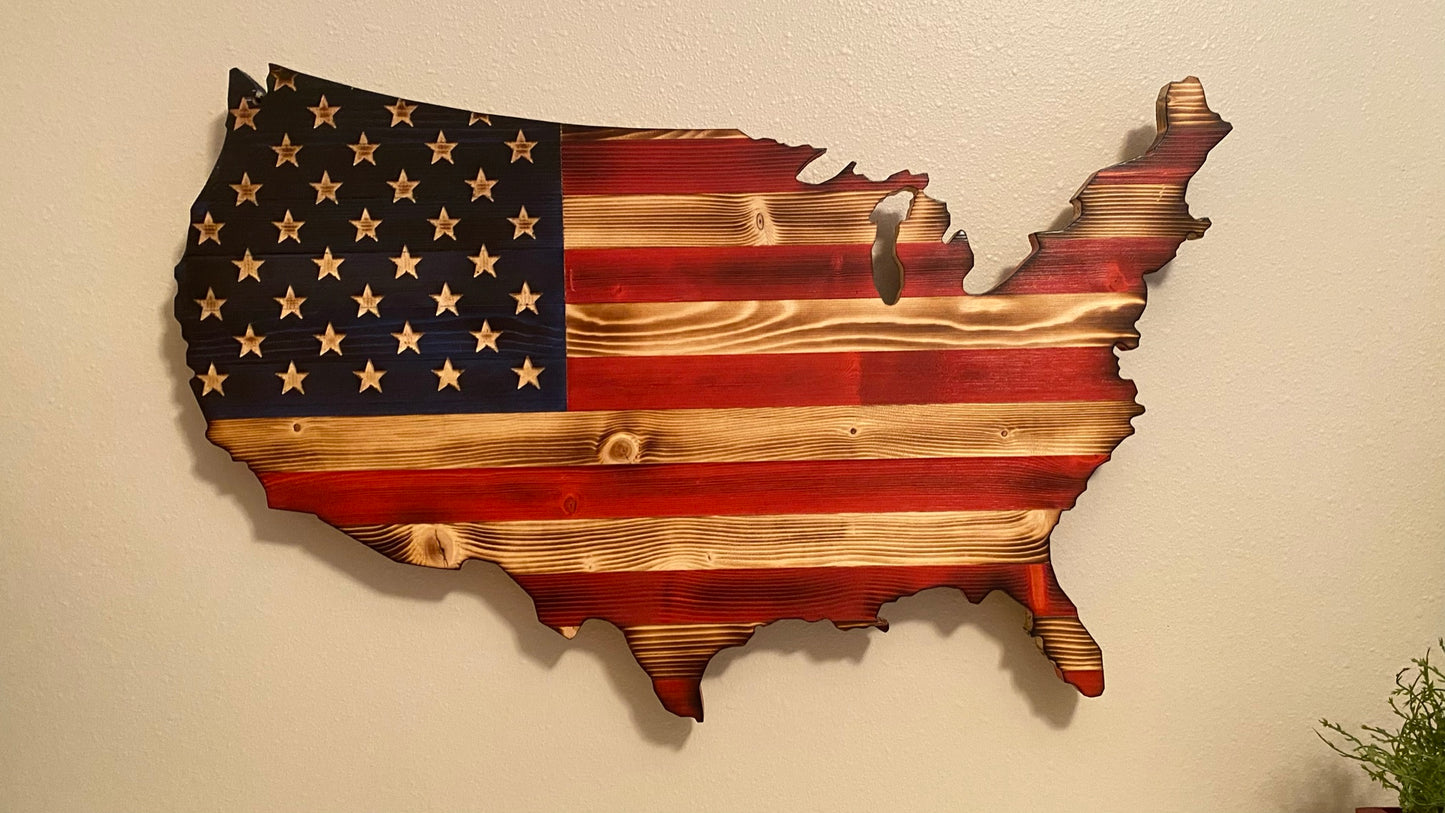 The Natural Wooden Continental Rustic USA flag