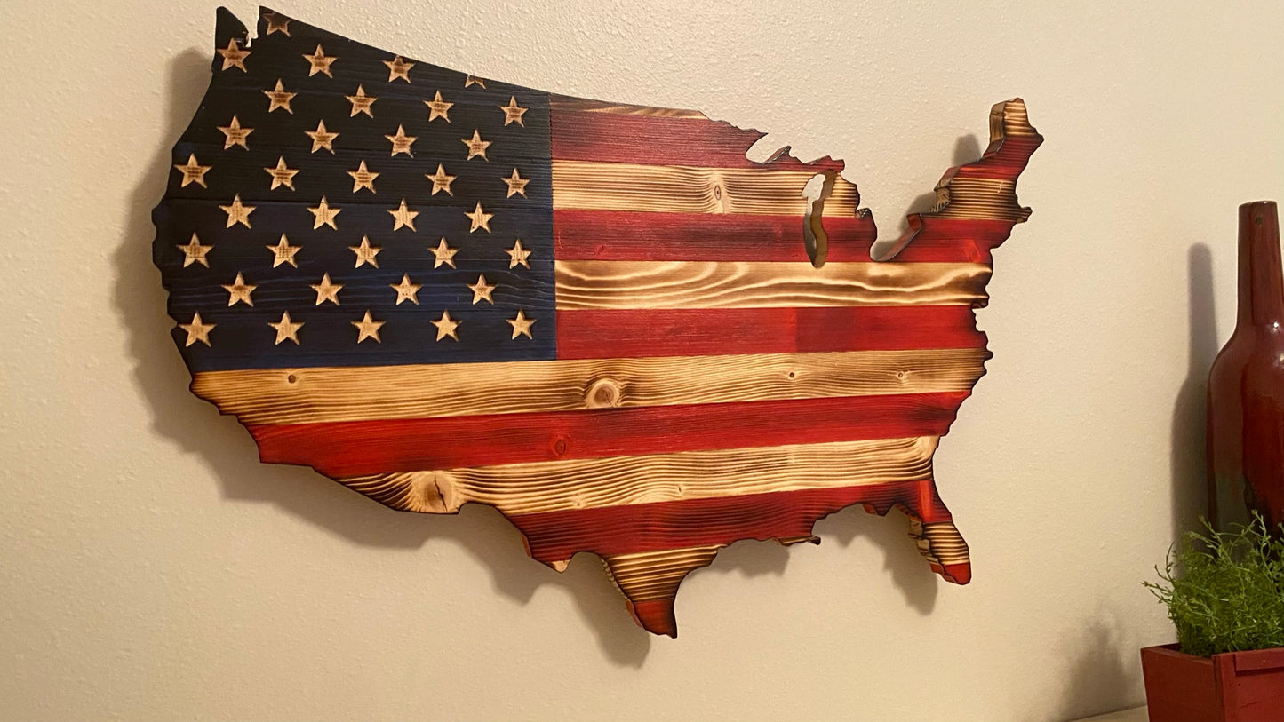 The Natural Wooden Continental Rustic USA flag