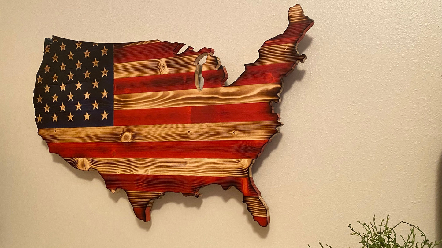 The Natural Wooden Continental Rustic USA flag